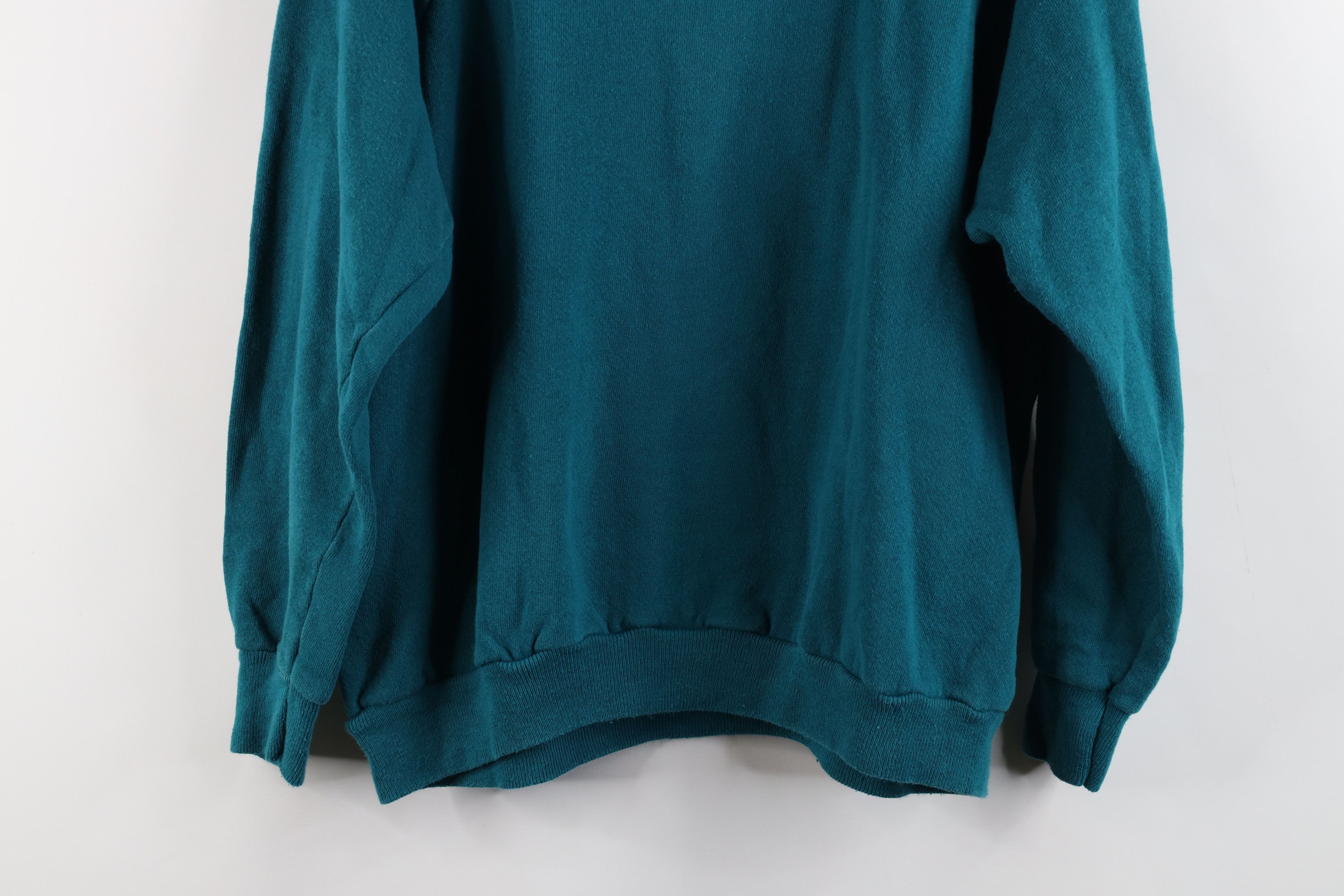 Vintage Vintage 90s Streetwear Faded Blank Crewneck Sweatshirt Teal Size M / US 6-8 / IT 42-44 - 10 Thumbnail