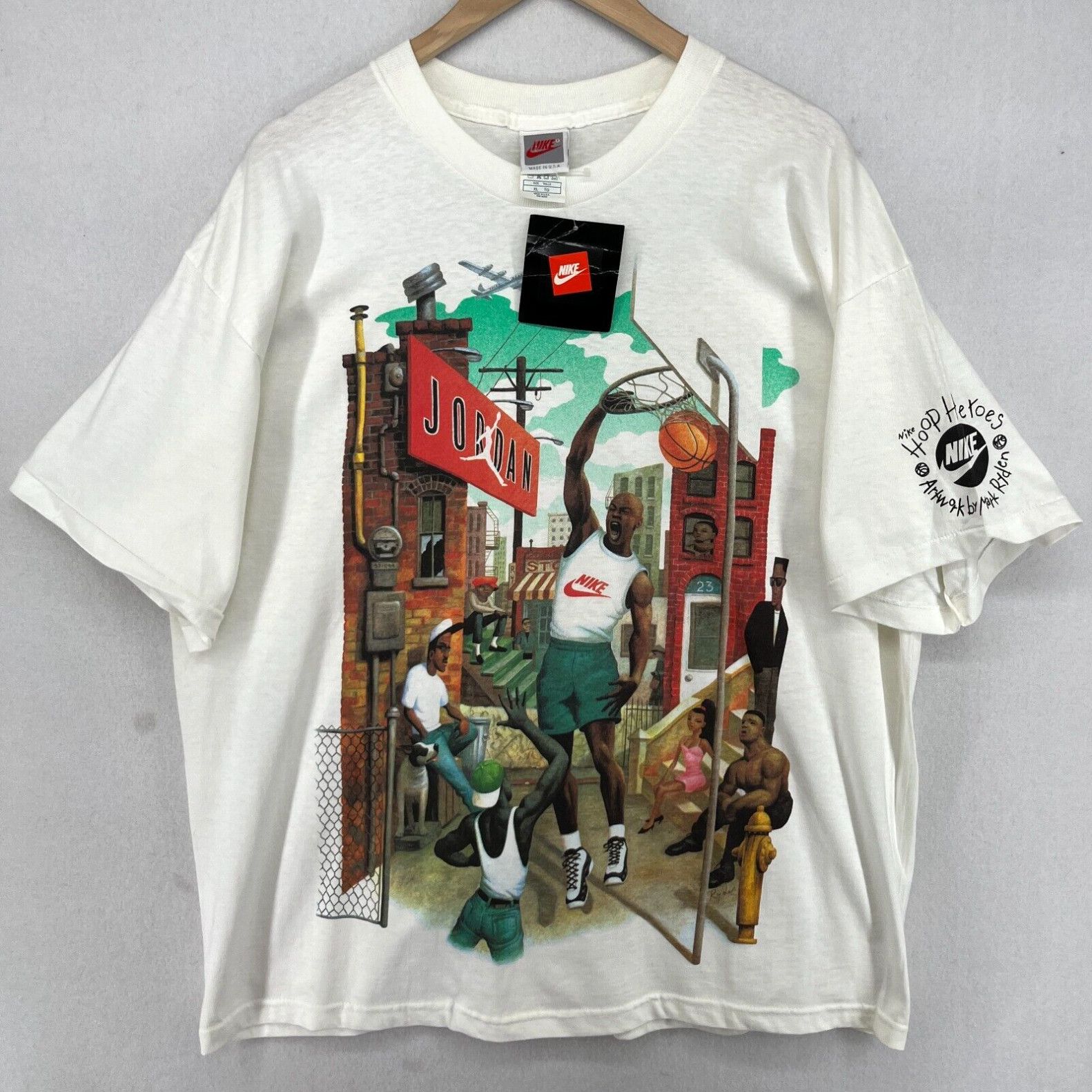 image of Nike Shirt XL Michael Air Jordan Hoop Heroes Mark Ryden Single Stitch White New, Men's