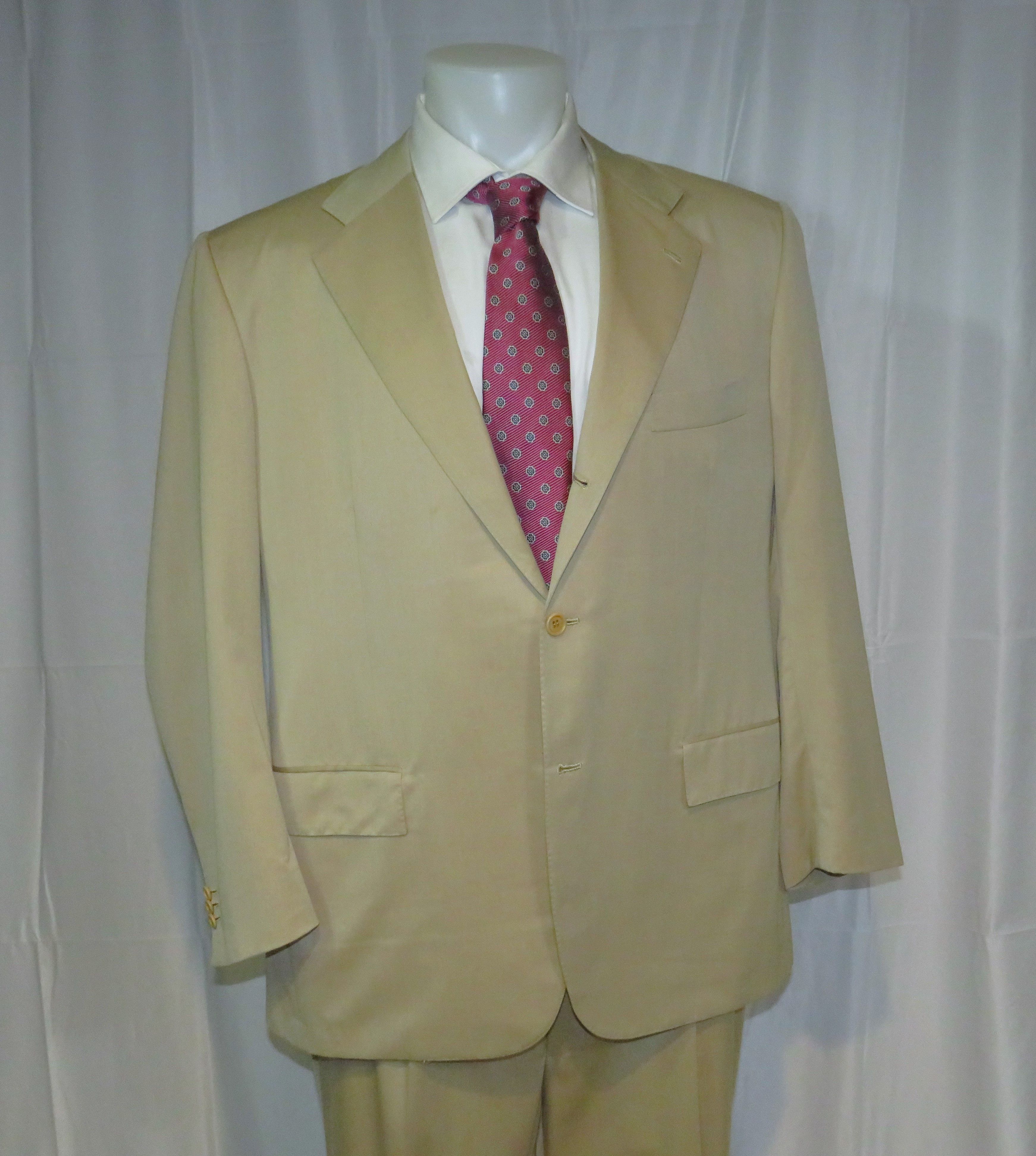 Kiton 14 Micron Blanc Blue Super 180 Solid Beige 3 Roll 2 Suit 50R Size 50R - 9 Thumbnail