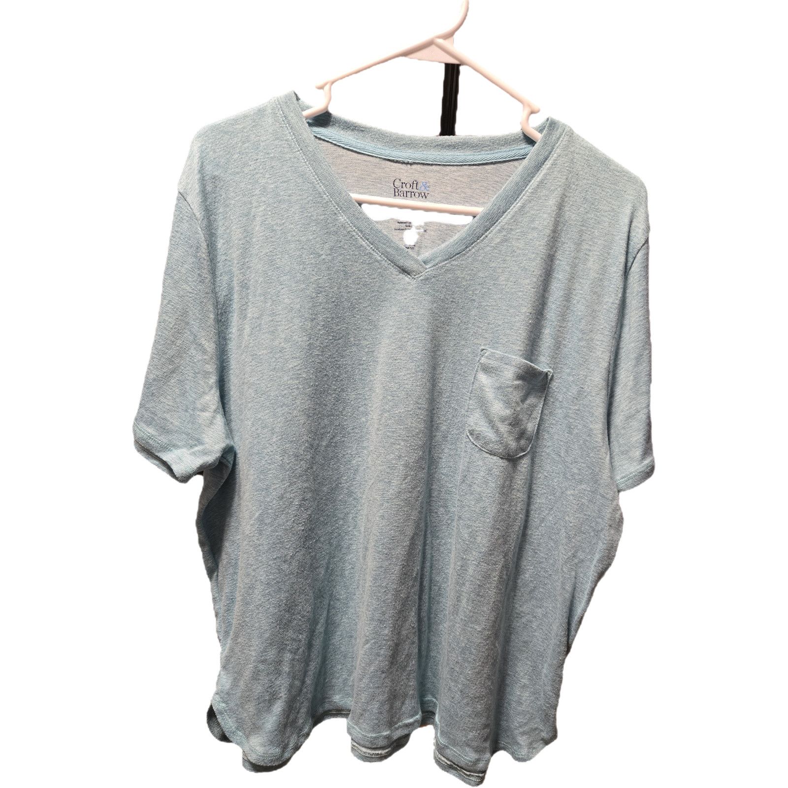 Croft & Barrow Croft & Barrow XXL Light Blue Marl V-Neck Pocket Tee Soft Size XXL / US 16-18 / IT 52-54 - 1 Thumbnail
