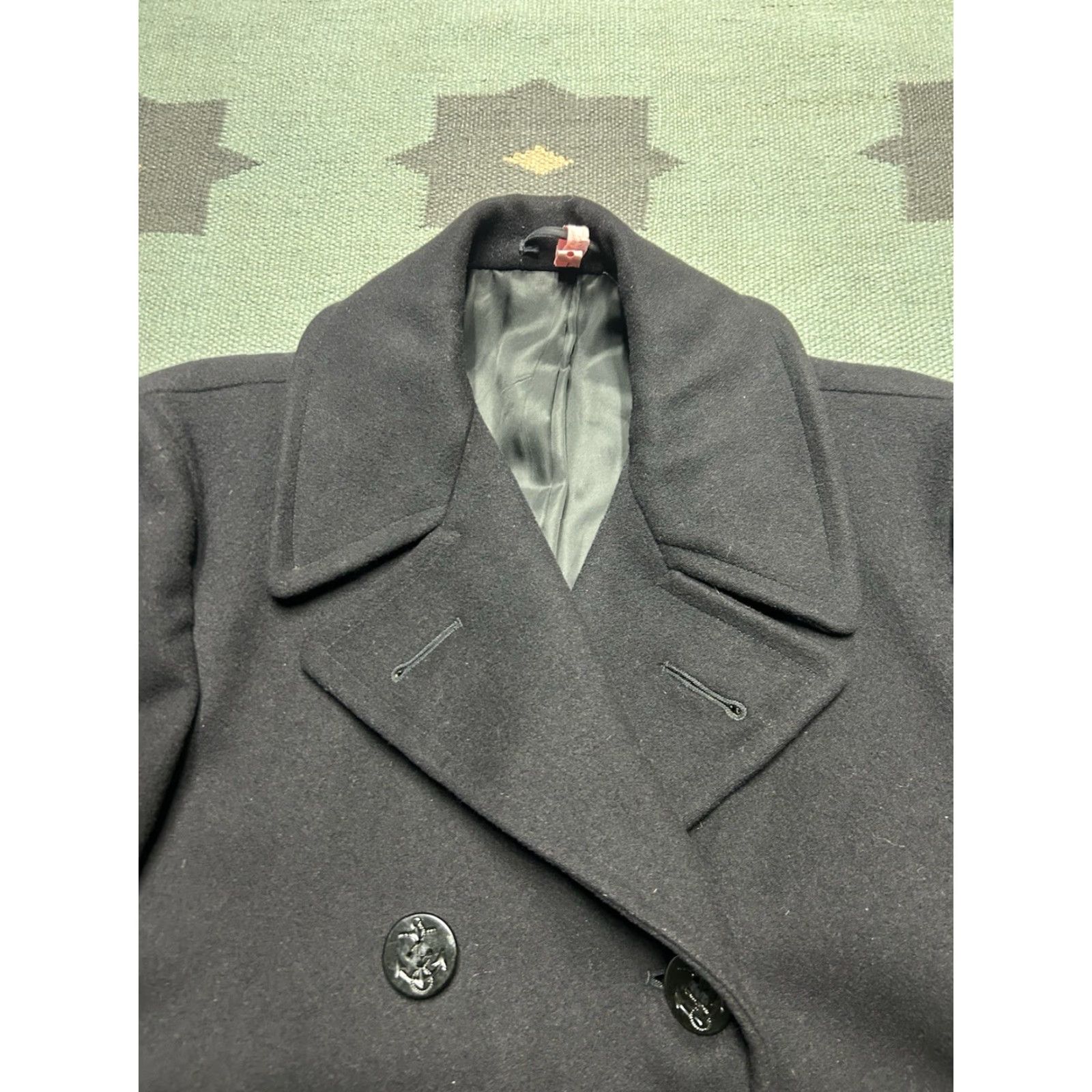 Vintage VINTAGE US Navy wool pea coat Jacket Men’s S Blue 1940s WW2 deck USN Pea Coat, 38 small/medium Men Size US S / EU 44-46 / 1 - 6 Thumbnail