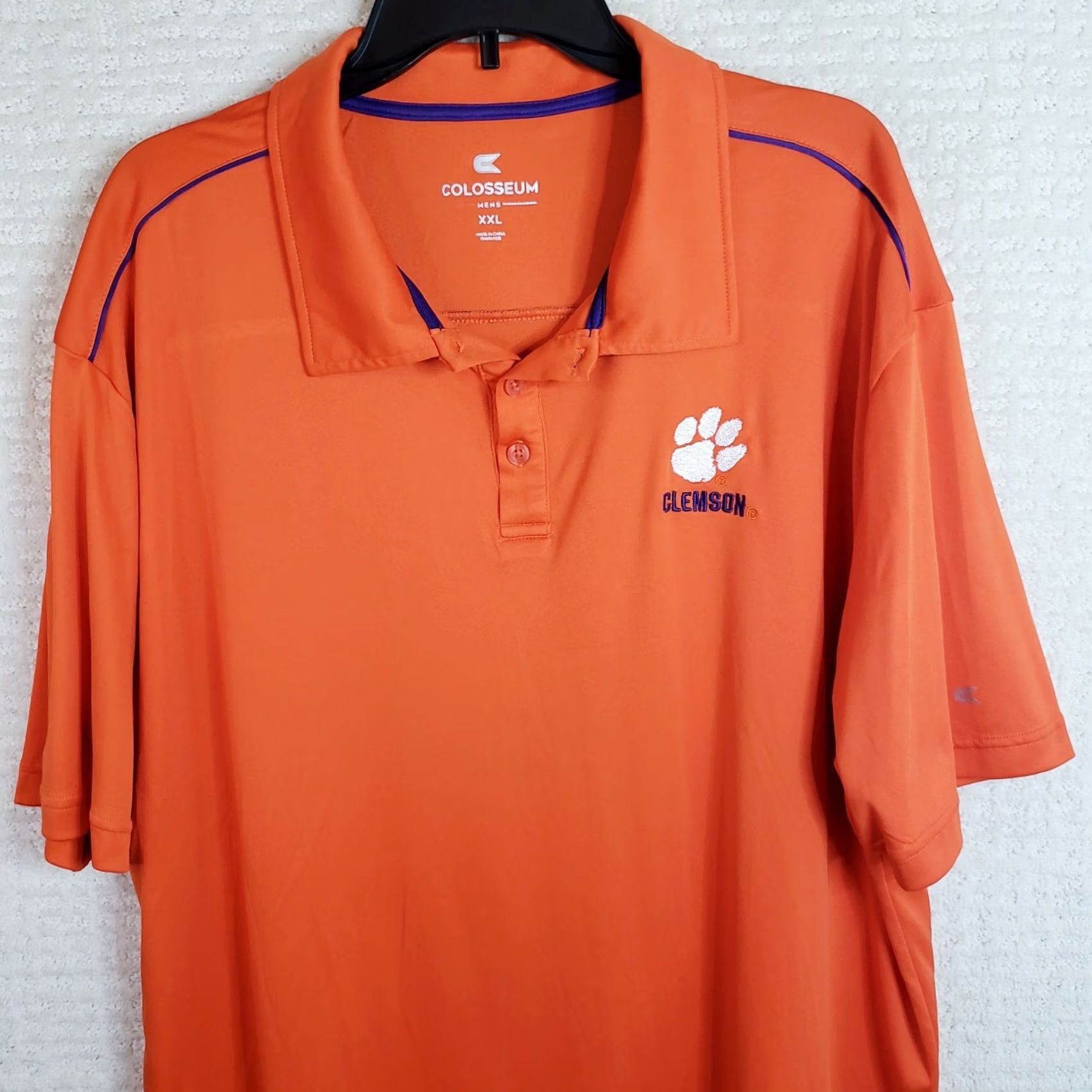 Vintage VINTAGE Colosseum Clemson Tigers Striped Polo Shirt Orange Purple Paw Golf XXL Size US XXL / EU 58 / 5 - 2 Thumbnail