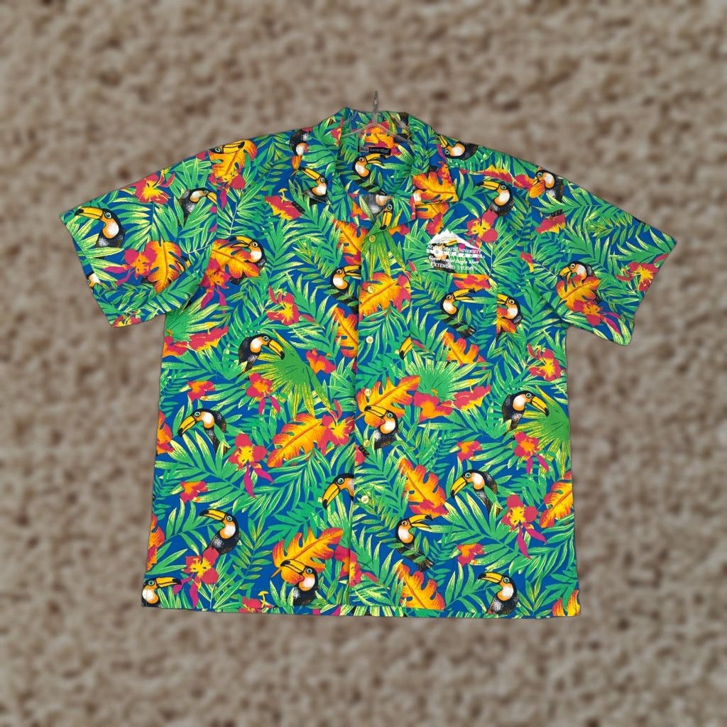 Vintage Blue Generation Button-Up Shirt Men Large Blue Floral Tucan Cotton Blend Size US L / EU 52-54 / 3 - 1 Thumbnail