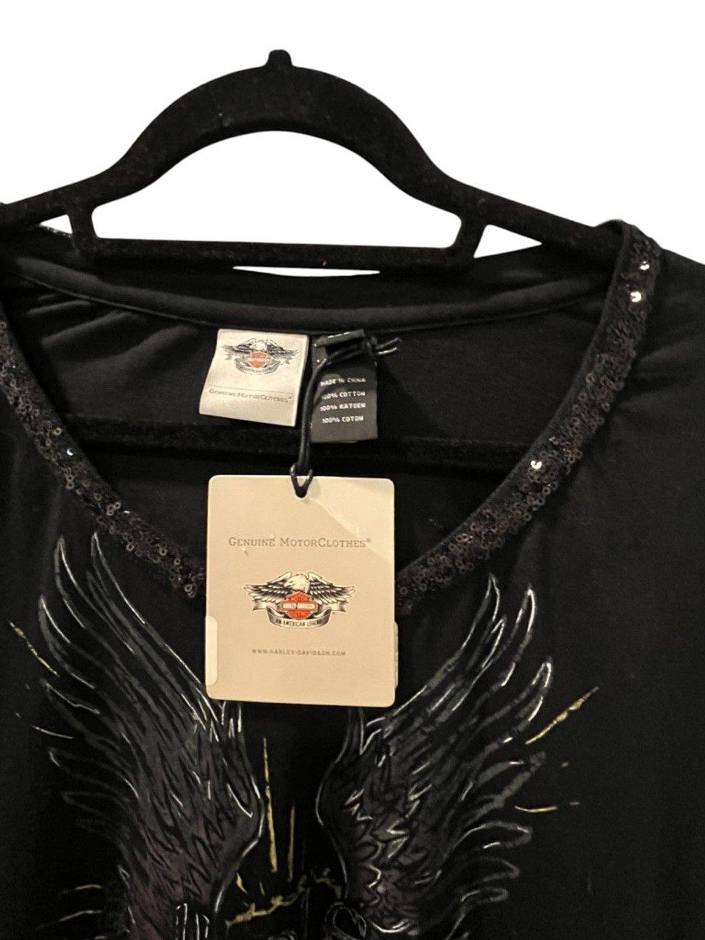 Harley Davidson Harley Davidson NWT 2017 Sequins Wings Skull Shirt Size 2XL Size XXL / US 16-18 / IT 52-54 - 3 Thumbnail