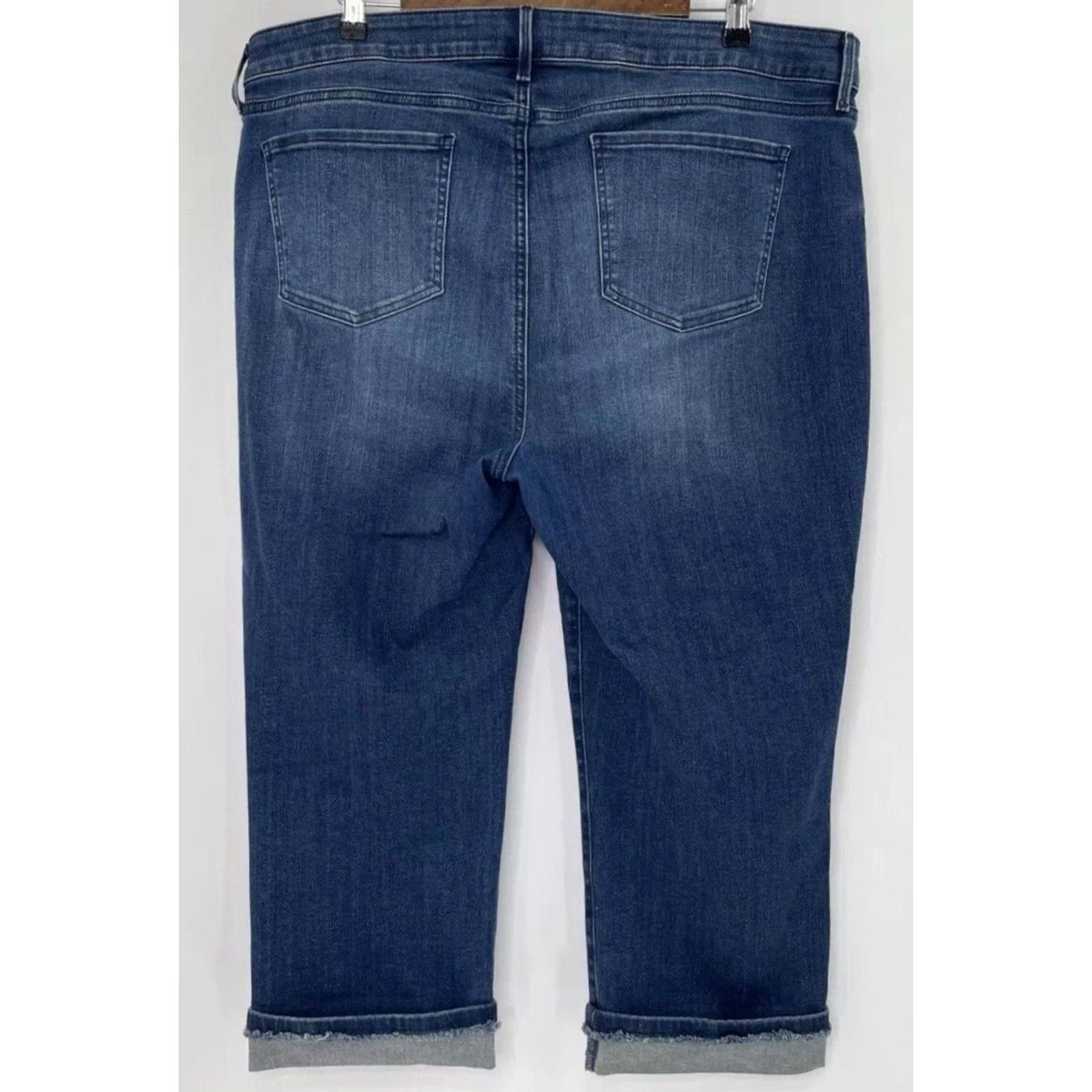 NYDJ NYDJ Marilyn Crop Jeans Women Size 16 Blue Fray Cuff Cropped Everyday Normcore Size 38" / US 16 / IT 52 - 2 Thumbnail