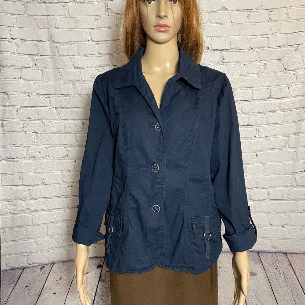 Chicos Chico's Navy Cotton Lightweight Jacket Size1 US M Size M / US 6-8 / IT 42-44 - 1 Thumbnail