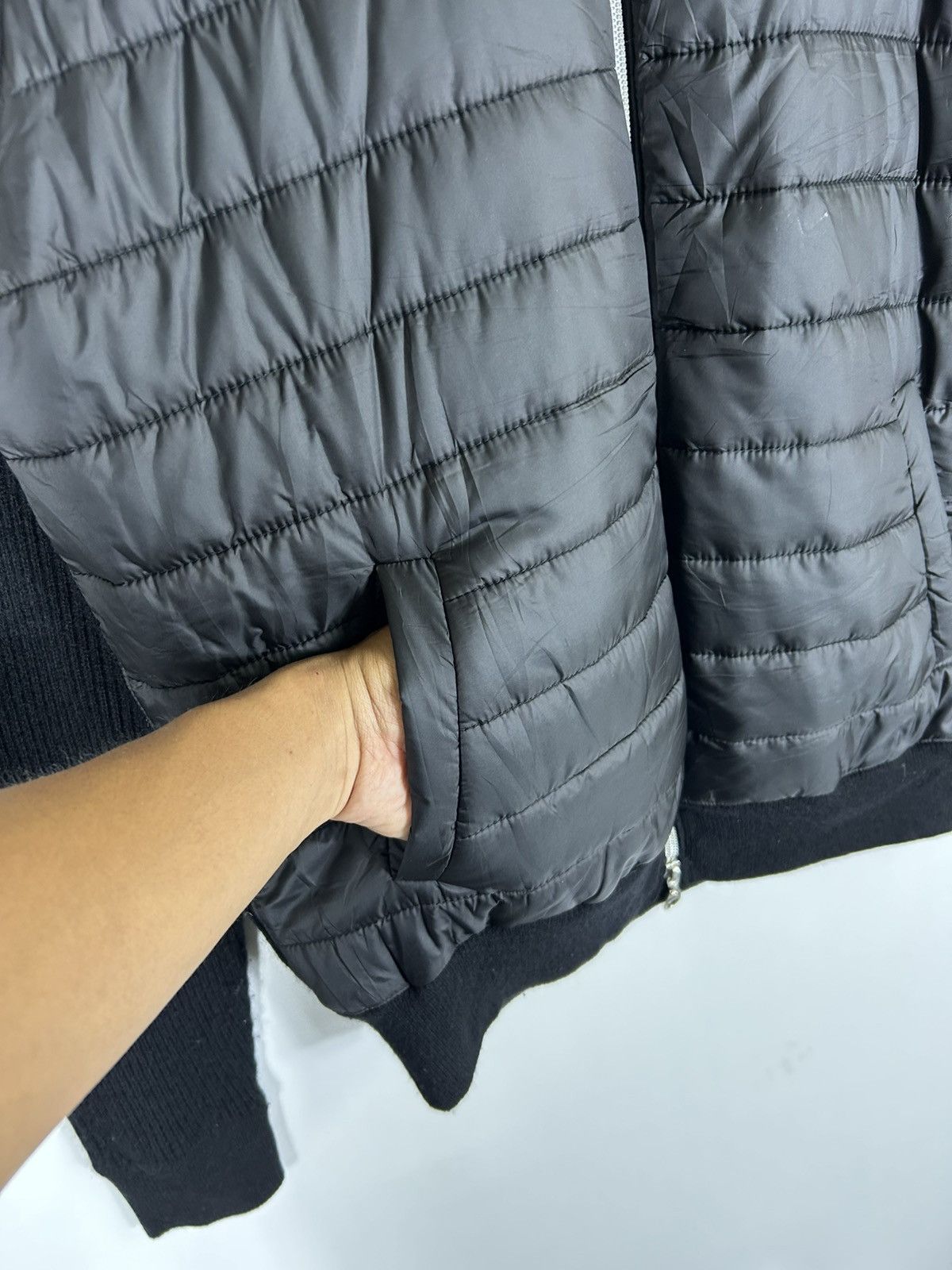 Homespun Knitwear × Japanese Brand 🔥TakashiMaya Quilted Sleeve Knit Zipper Jacket Size US L / EU 52-54 / 3 - 6 Thumbnail