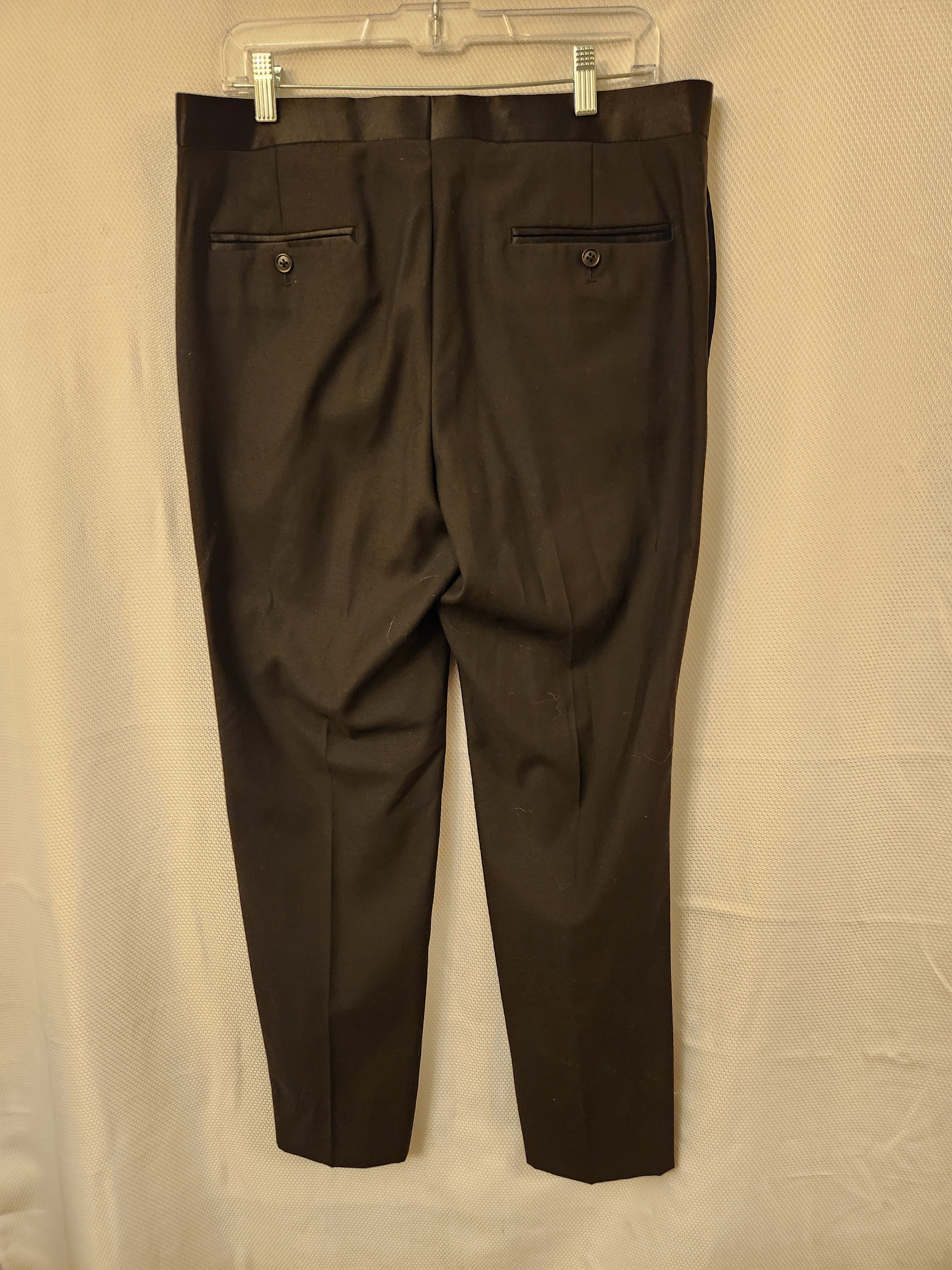 Pronto Uomo Men's Black Tuxedo Flat Front Pants Size US 34 / EU 50 - 2 Thumbnail