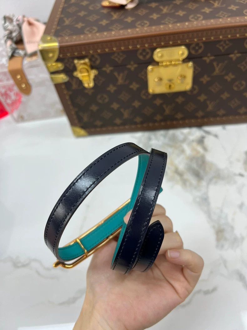 Hermes New Hermes Narrow Belt with Golden Buckle-2506 Size ONE SIZE - 3 Thumbnail