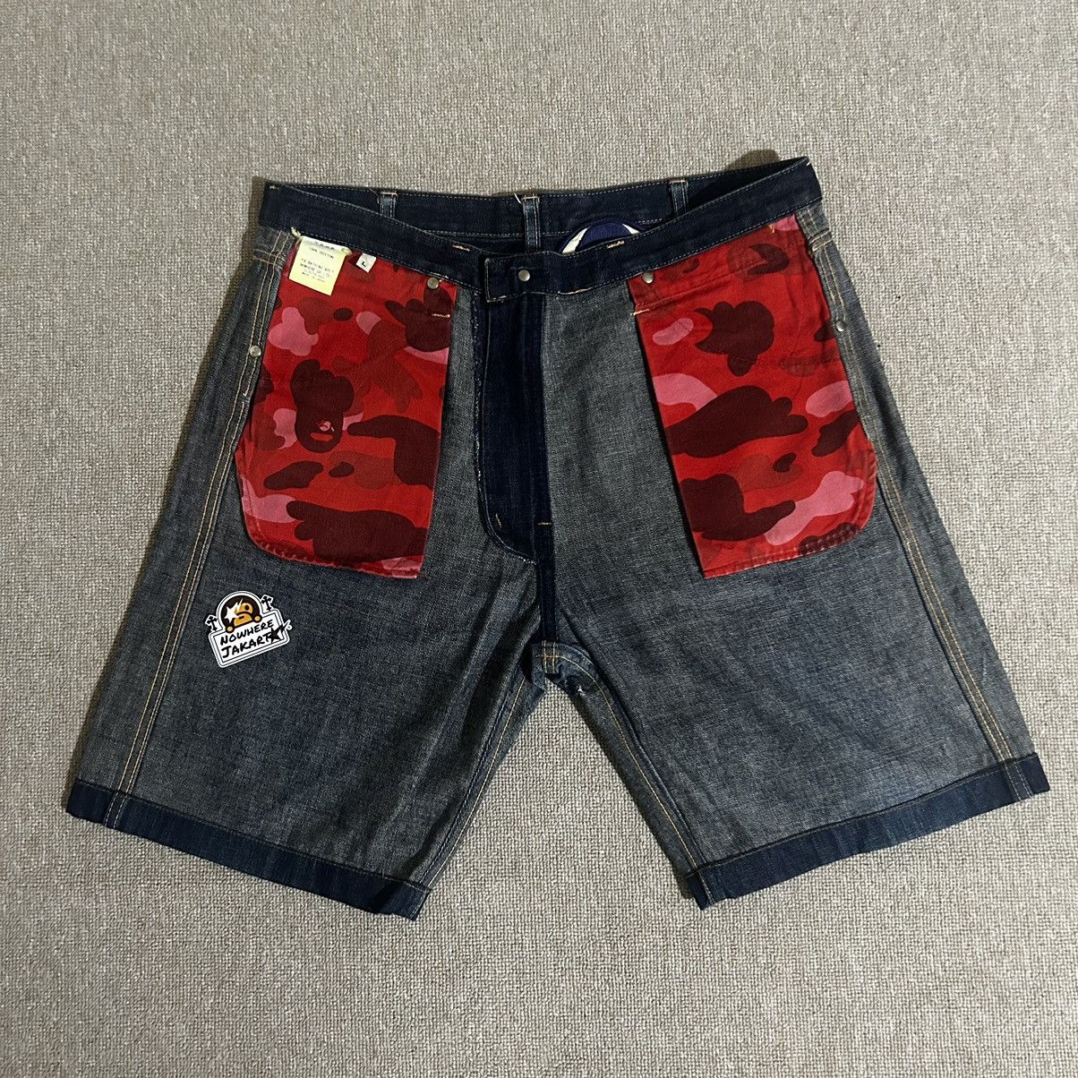 Bape Champion Logo Denim Shorts Size US 34 / EU 50 - 6 Thumbnail