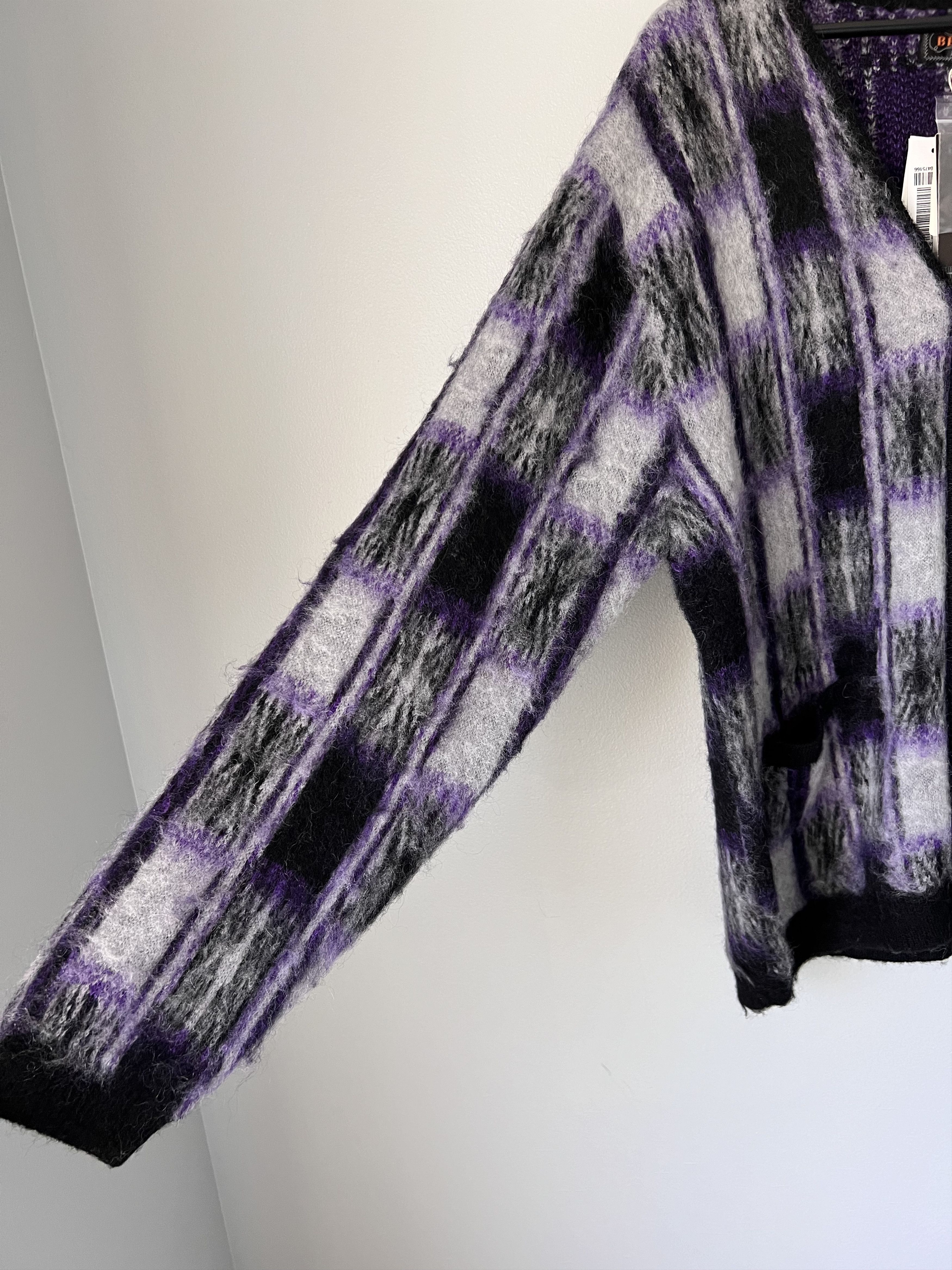 Beams Plus Beams Plus Double Check Mohair Cardigan in Purple Black Size US L / EU 52-54 / 3 - 3 Thumbnail