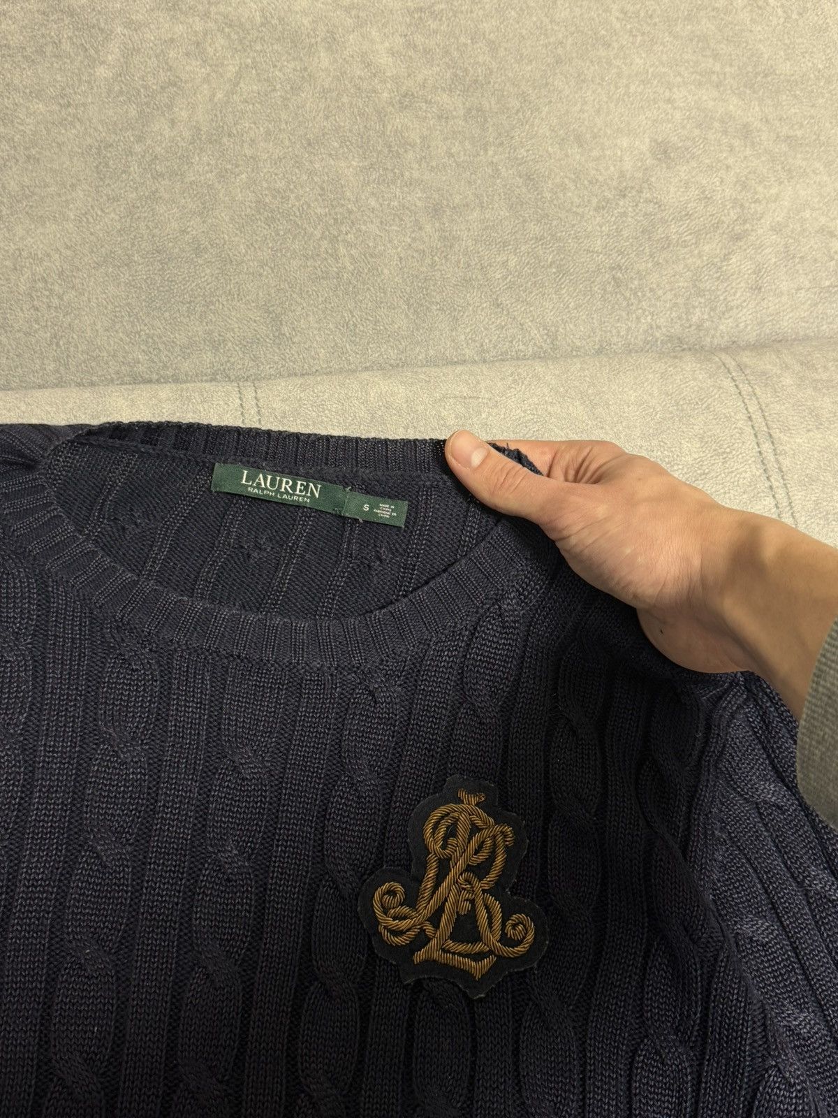 Polo Ralph Lauren × Vintage Vintage Polo Ralph Lauren cable knit sweater navy S M size Size US M / EU 48-50 / 2 - 10 Thumbnail