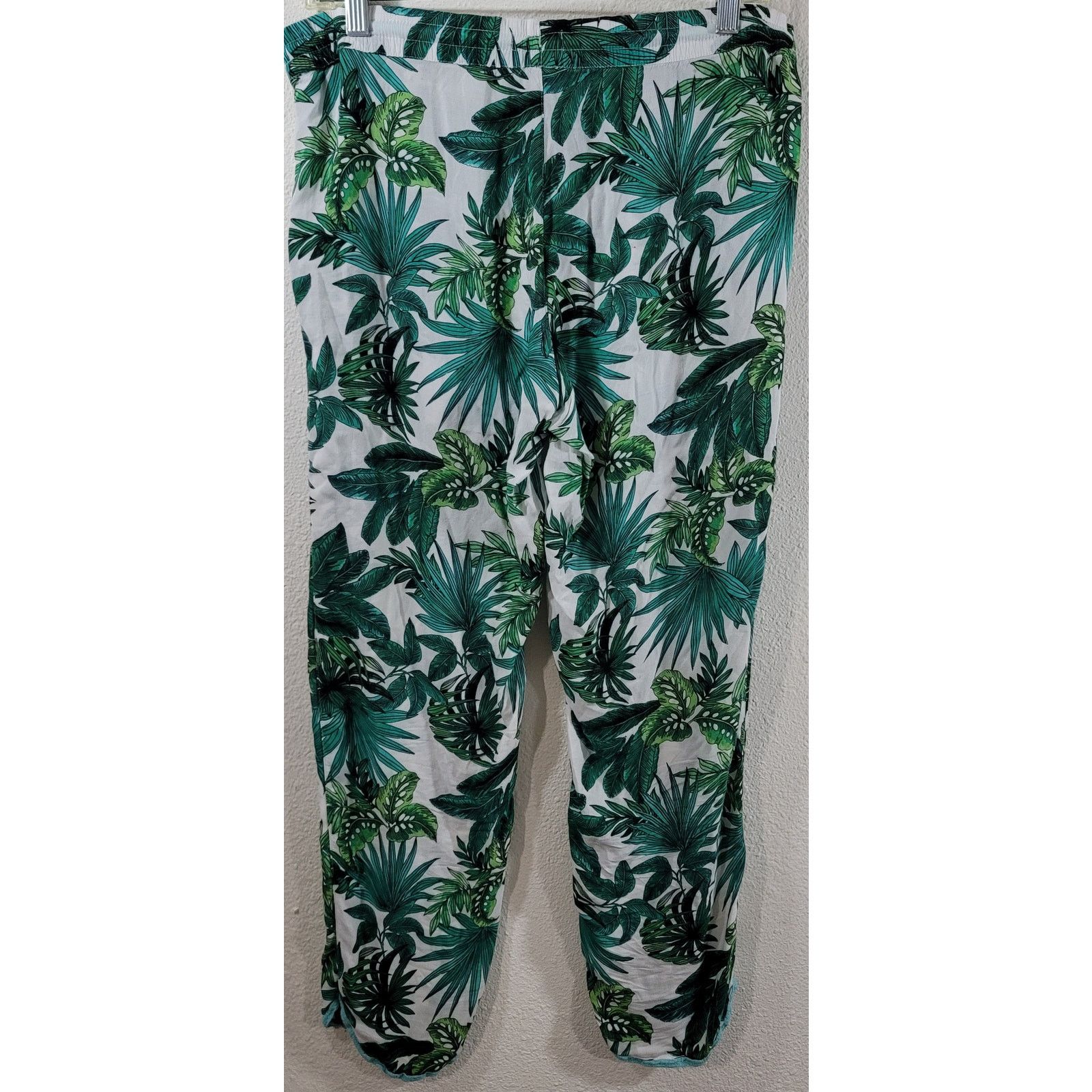 Other P.J. Salvage Green White Leaf Print Pull On Pajama Bottoms S Size 34" / US 12 / IT 48 - 3 Thumbnail
