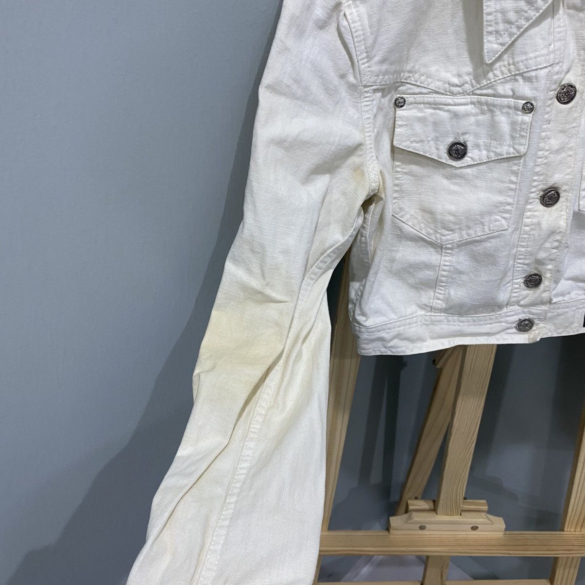 Versace Jeans Couture Vintage Versace Jeans Couture White Crop DenimTrucker Jacket Size S / US 4 / IT 40 - 5 Thumbnail