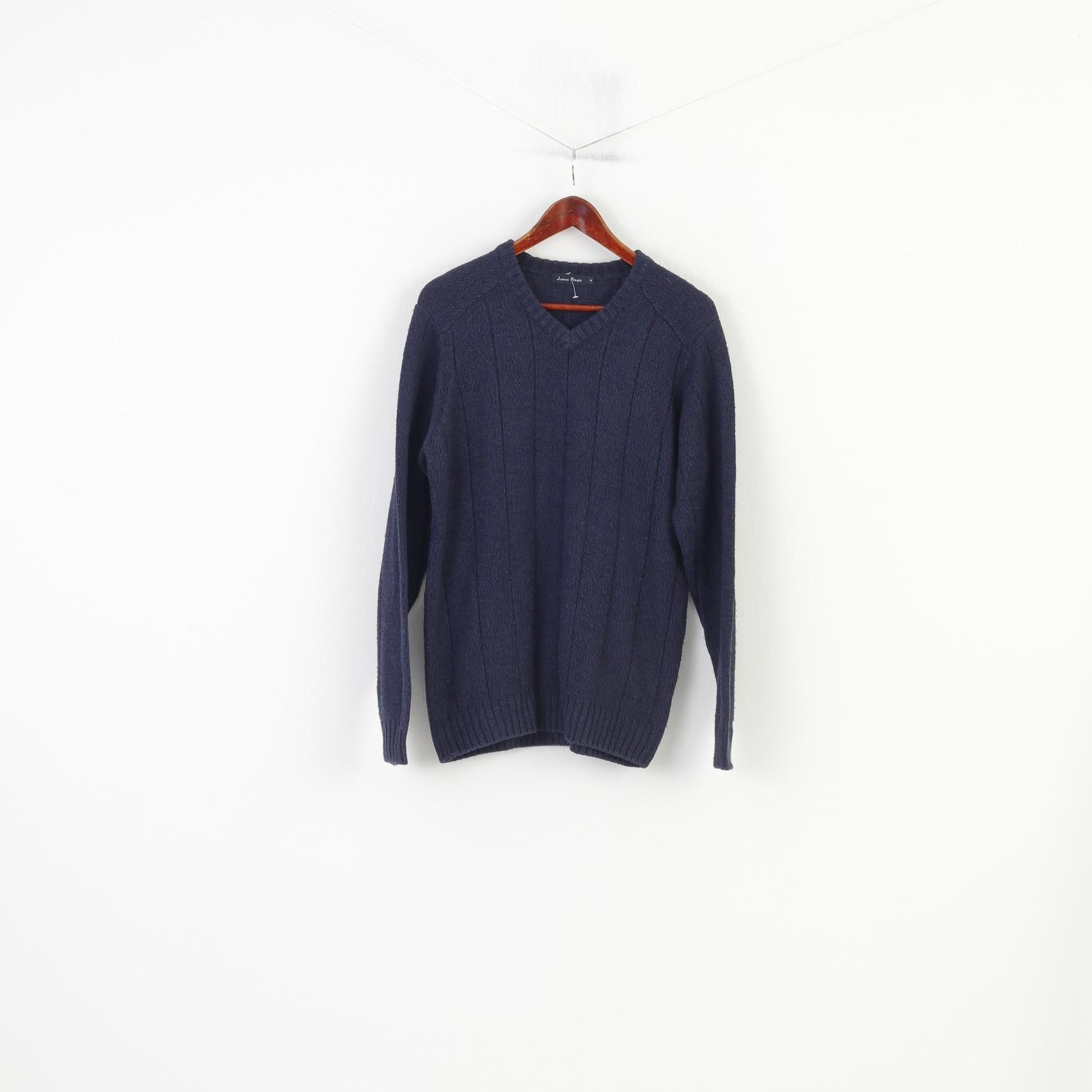Vintage James Pringle Men M Jumper V Neck Navy 3372 Size US M / EU 48-50 / 2 - 1 Thumbnail
