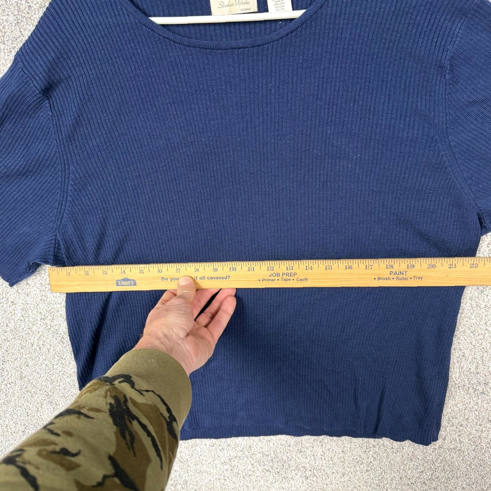 Vintage Studio Works T-Shirt Womens 3X Plus Blue Ribbed Knit Minimalist Basic Layering Shirt Womens Plus Size Blue Ribbed Knit Crew Neck Short Sleeve Casual Size XXL / US 16-18 / IT 52-54 - 3 Thumbnail