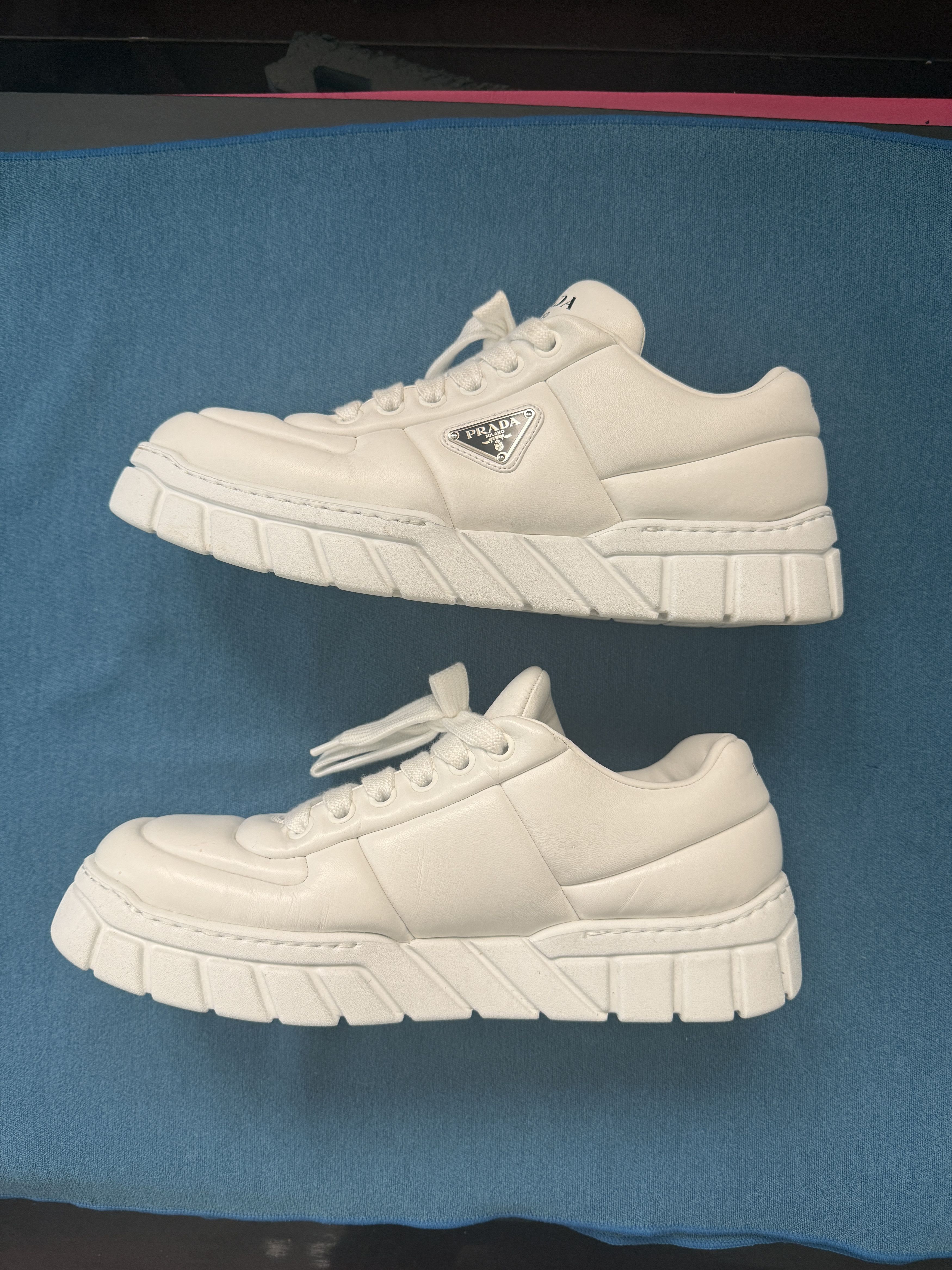Prada Padded Nappa Leather Sneakers White Size 12 UK/13 US Size US 13 / EU 46 - 2 Thumbnail