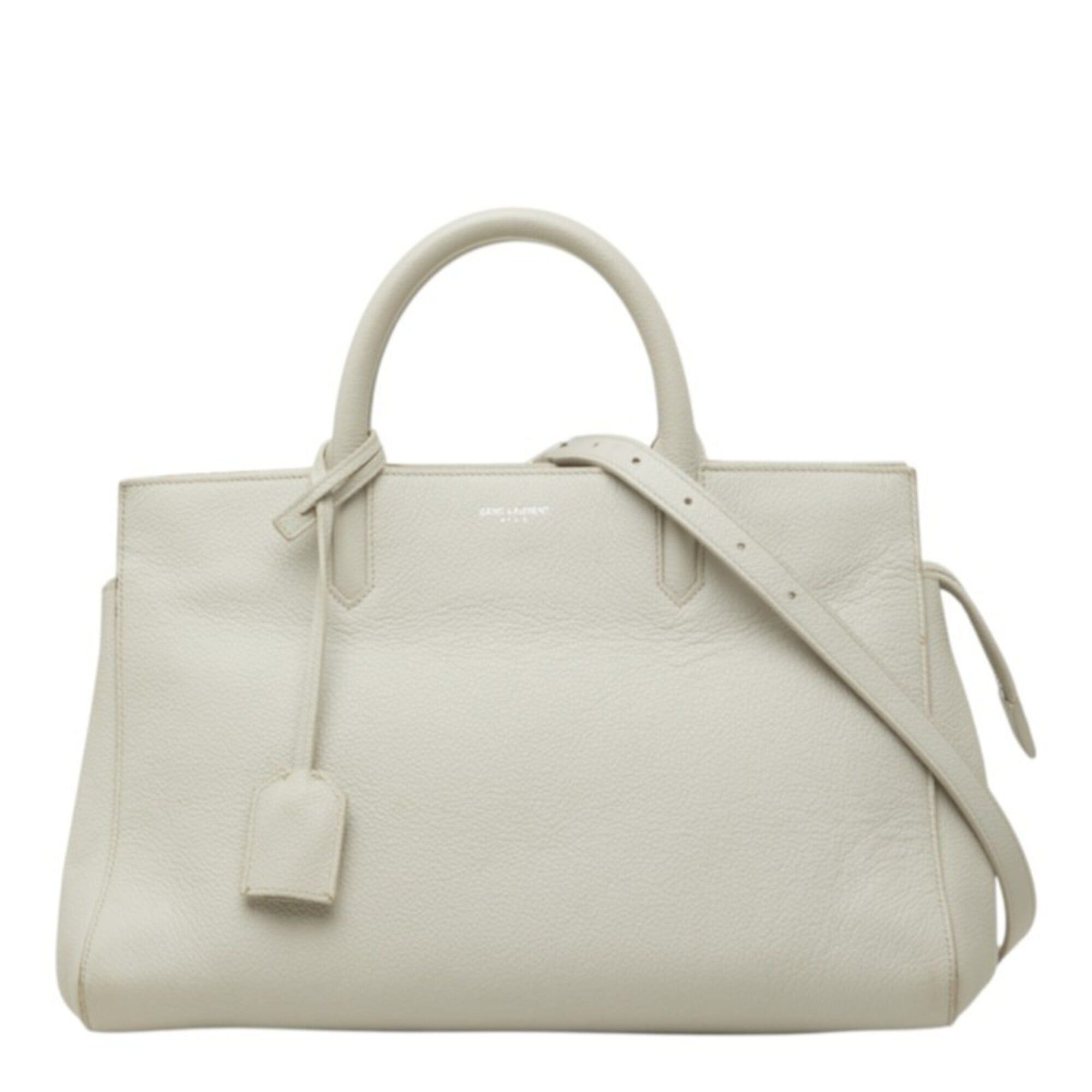 Saint Laurent Paris Saint Laurent Cabas Rive Gauche Handbag Shoulder Bag 2-way 400413 Light Gray Leather Women's SAINT LAURENT Size ONE SIZE - 1 Thumbnail