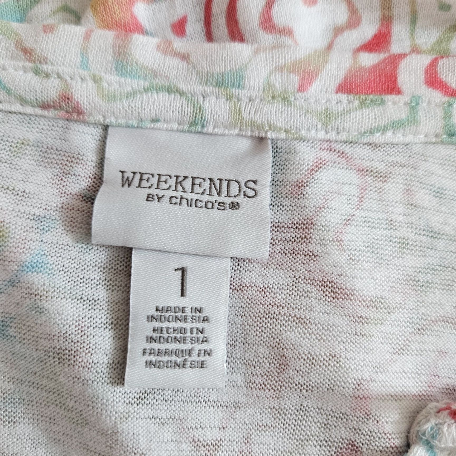 Vintage Chico's Weekends Womens Blouse Shirt 3/4 Sleeve Pink Blue Rayon Blend Medium Adult Womens Size M / US 6-8 / IT 42-44 - 5 Thumbnail