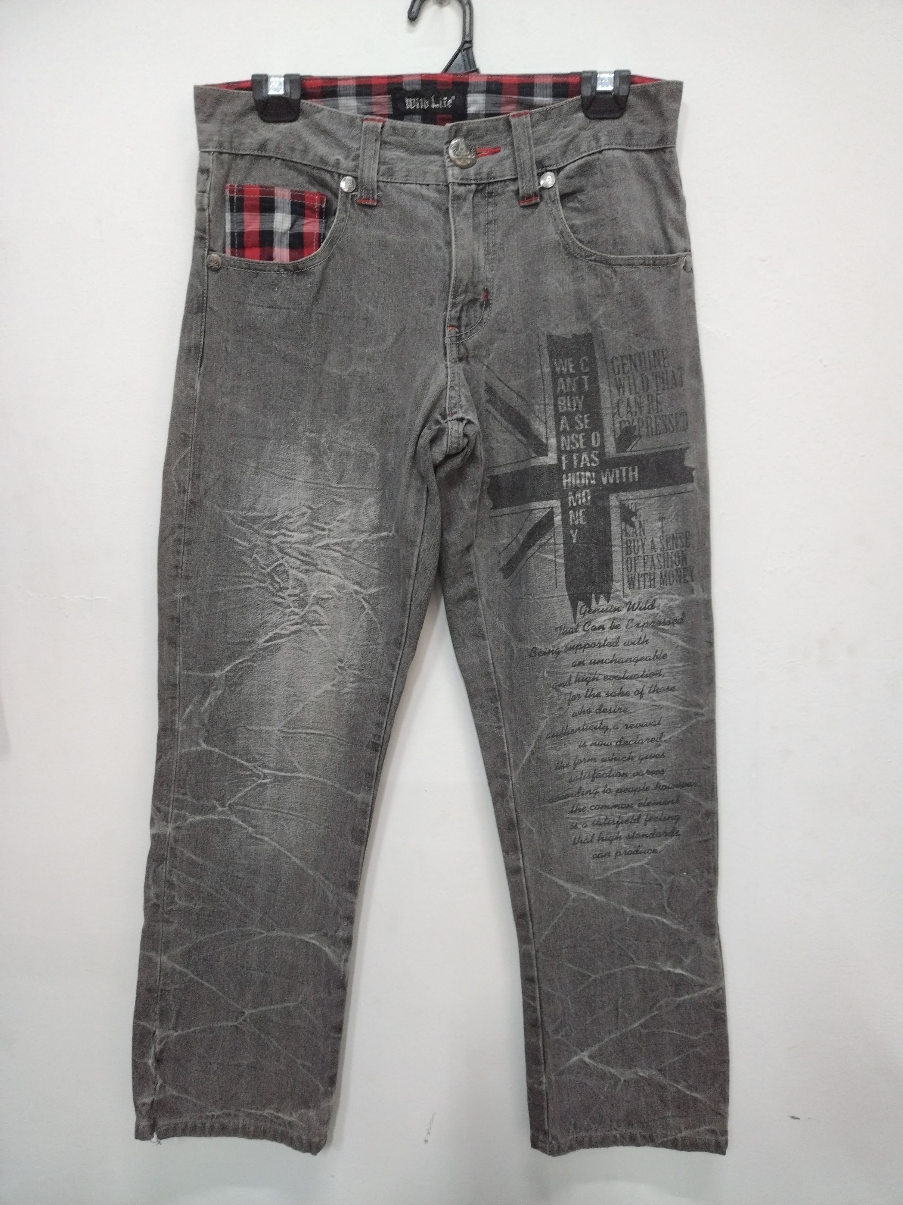 If Six Was Nine 💥Sunfaded lightning character cross design script Jeans Size 30" / US 8 / IT 44 - 1 Thumbnail