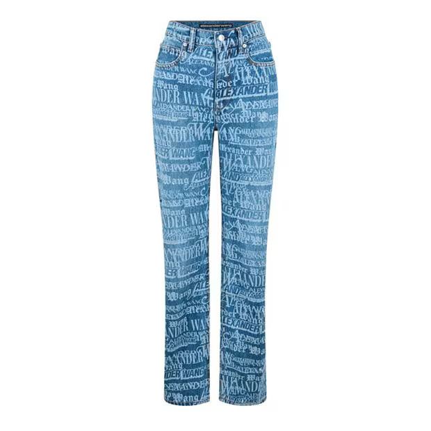 Alexander Wang o1g2r1mq0824 Shrd News Jeans in Blue & White Size 29" - 1 Thumbnail