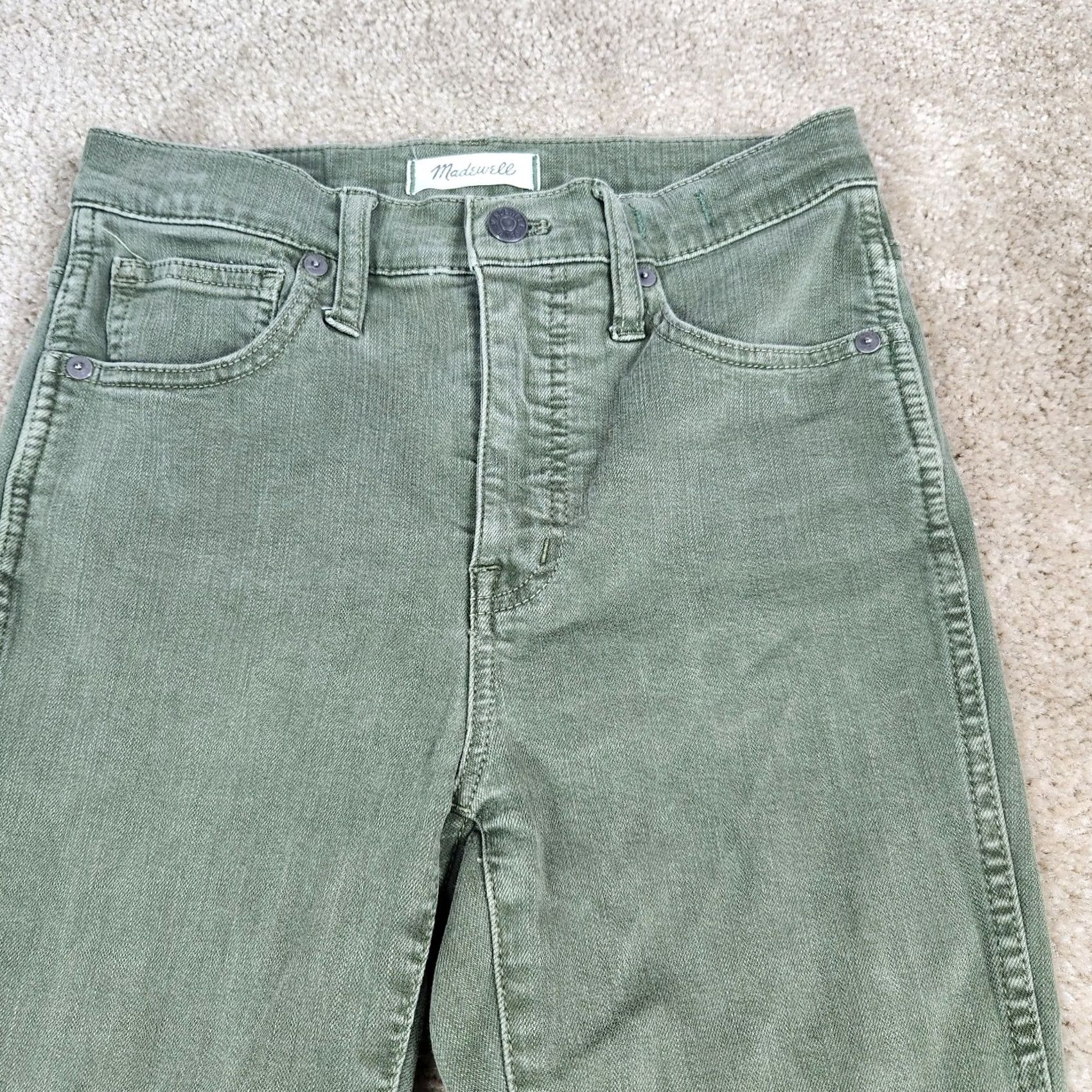 Madewell Madewell Jeans Skinny 25 29in Green Button Fly Button Front 5-Pocket Denim City College Womens Regular Size 25 Modern Vintage No Size 42" / US 20 - 2 Thumbnail