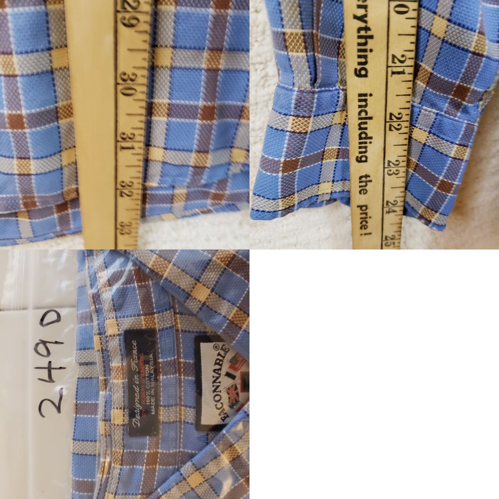 Faconnable VINTAGE Façonnable Shirt XL Light Blue Button-Down Long Sleeve Plaid Big Weave Casual Mens Size US XL / EU 56 / 4 - 10 Thumbnail