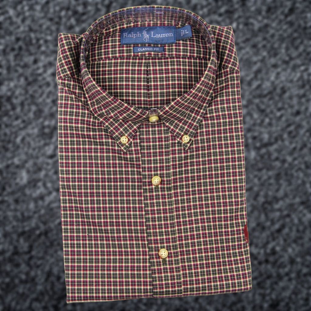 Ralph Lauren Ralph Lauren Small Burgundy Olive Green Classic Dress Shirt Pony NWT --|-- Size 36R - 1 Preview