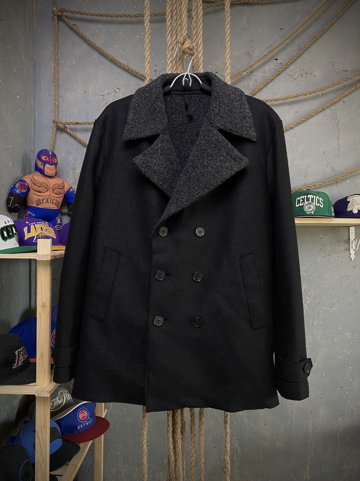 image of Harris Wharf London Coat Wool in Black, Men's (Size Large)