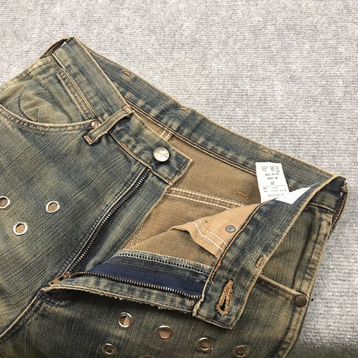 Japanese Brand × Wrangler FLARE DENIM RUSTY DISTRESSED WRANGLER EYELET DENIM PANTS Size US 28 / EU 44 - 17 Thumbnail