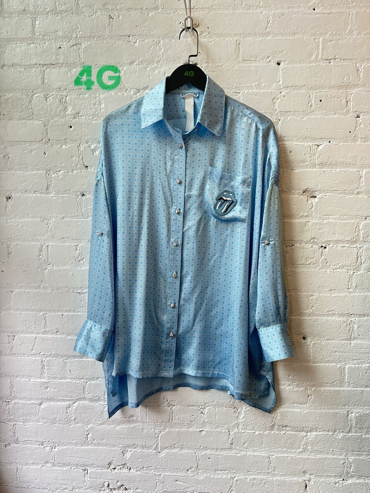 Chrome Hearts CHROME HEARTS ROLLING STONES SILK BUTTON UP M-XL