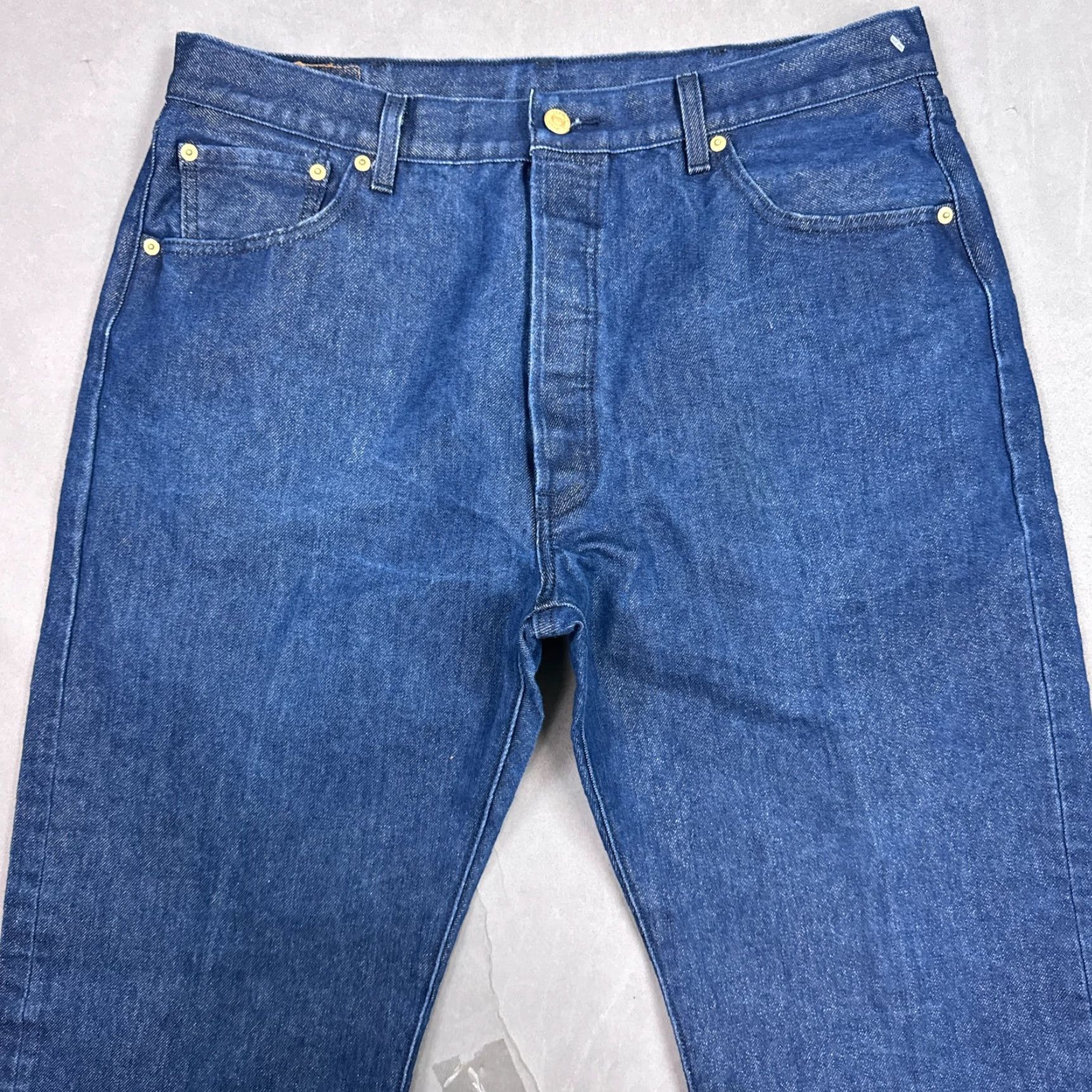Levi's Levis 501 Jeans Mens 36x30 Blue Gold Metallic Denim Pants Button Fly Tag38x32 Size US 38 / EU 54 - 3 Thumbnail