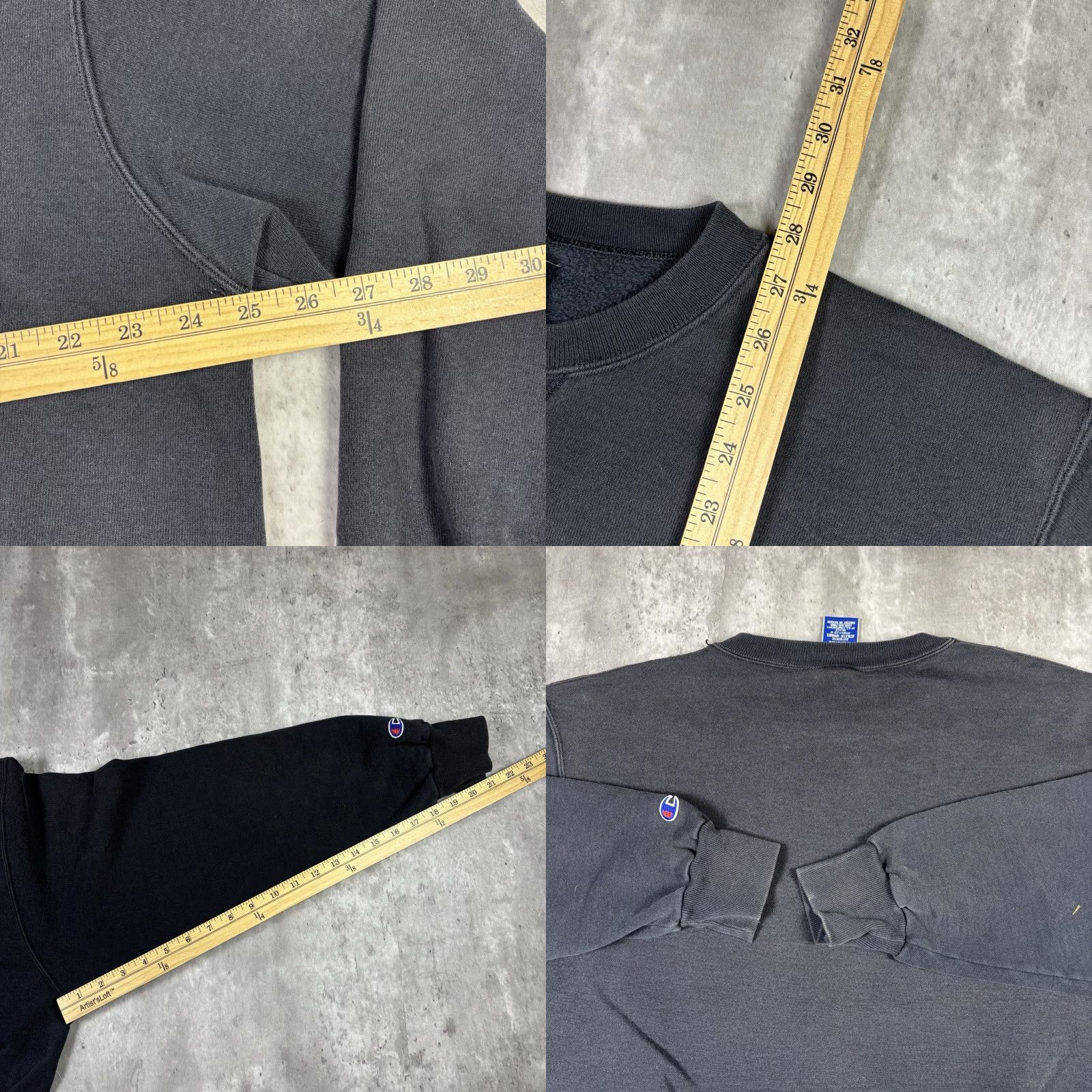 Champion VINTAGE Champion Sweatshirt Black Heavyweight 90s Distressed XL Mens Pullover Cotton Fleece Logo Embroidered USA 80s 90s Size US XL / EU 56 / 4 - 8 Thumbnail