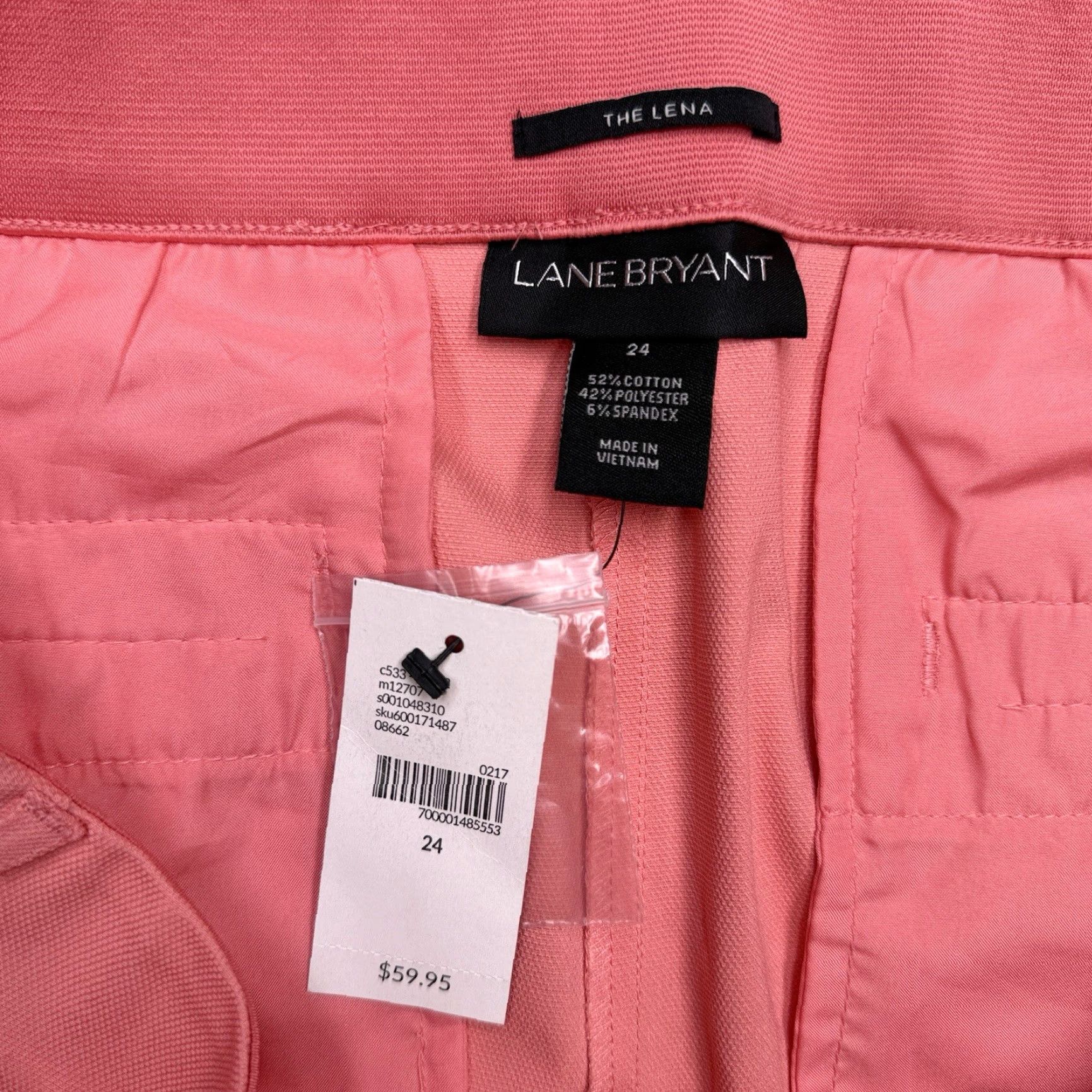 Vintage Lane Bryant Pants Tapered Dress Pants 24 Plus Pink High Rise Stretch Classic Fit 23.5 Inseam Wide Elastic? Size 42" / US 20 - 4 Thumbnail