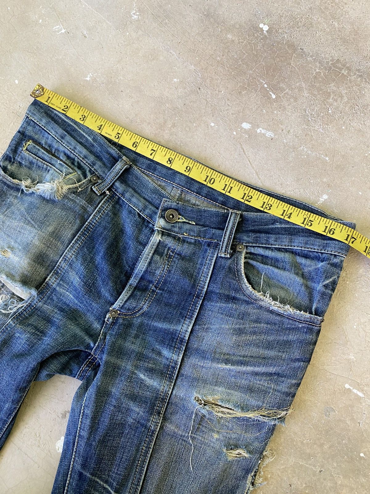 Japanese Brand Buffalo Distressed Flared Denim Jeans Y2K Size US 31 - 15 Thumbnail
