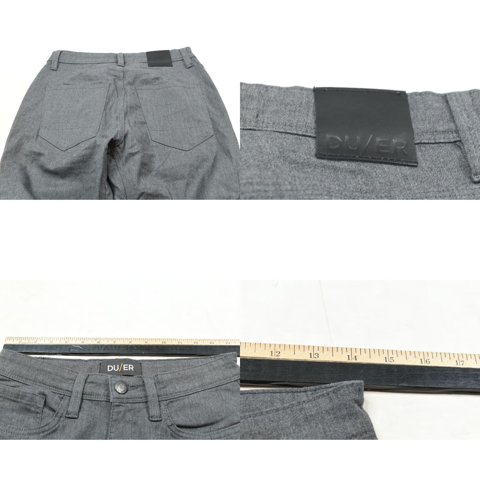 Vintage DU/ER Jeans Slim Fit 29x30 Gray Denim 5-Pocket Mens Regular Straight T2X Lightweight Super Stretch Cooling Size US 29 - 8 Thumbnail