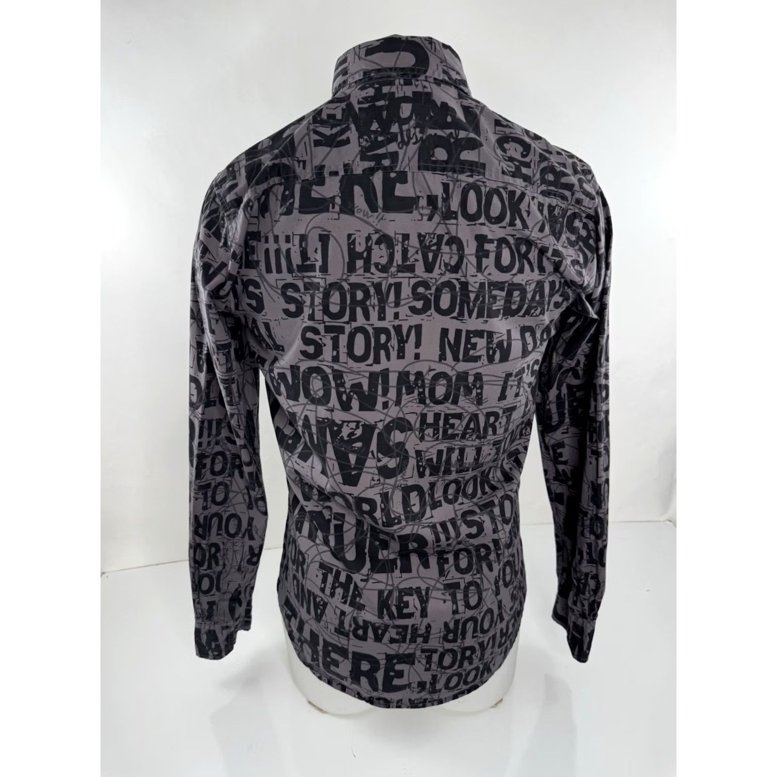 Desigual Desigual Shirt Mens S Gray Letter Writing Print Size US S / EU 44-46 / 1 - 4 Thumbnail
