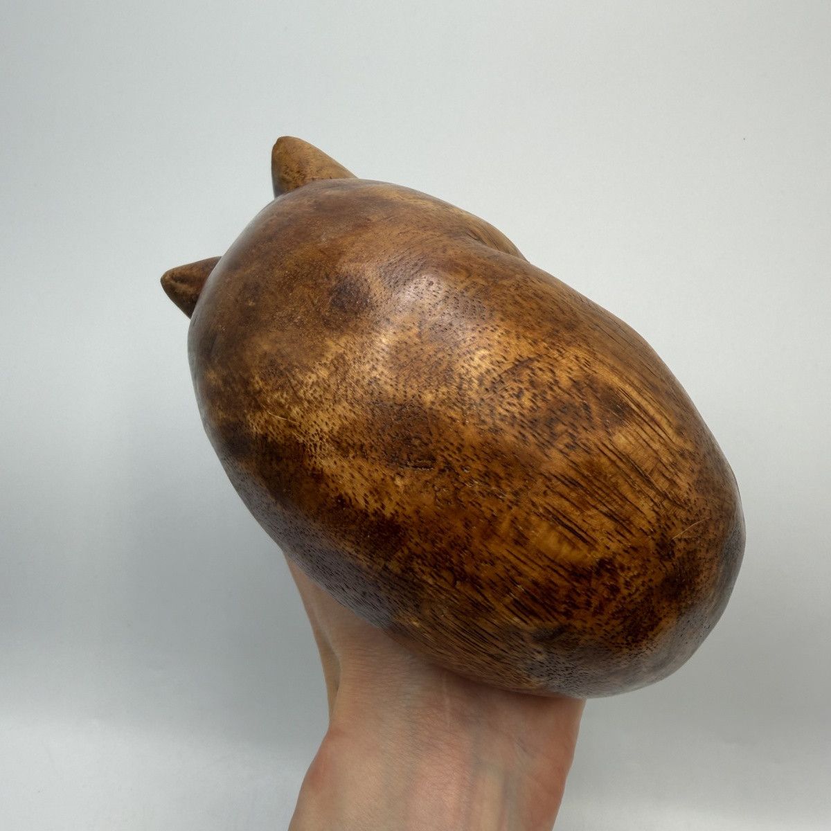 Vintage Vintage Hand Carved Wooden Sleeping Cat Figurine Rustic Size ONE SIZE - 2 Thumbnail