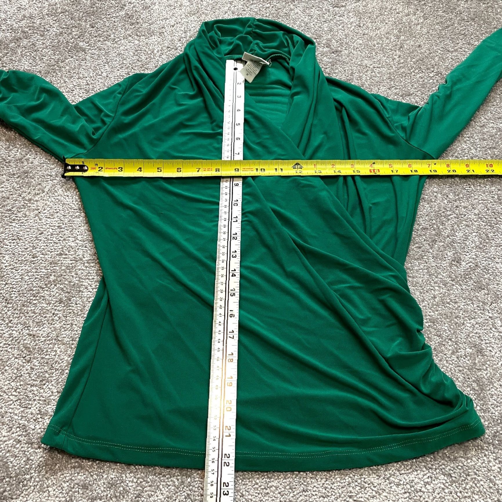 Vintage Ellen & Company Blouse Shirt Womens Medium Green Wrap Stretch Long Sleeve Top Size M / US 6-8 / IT 42-44 - 4 Thumbnail