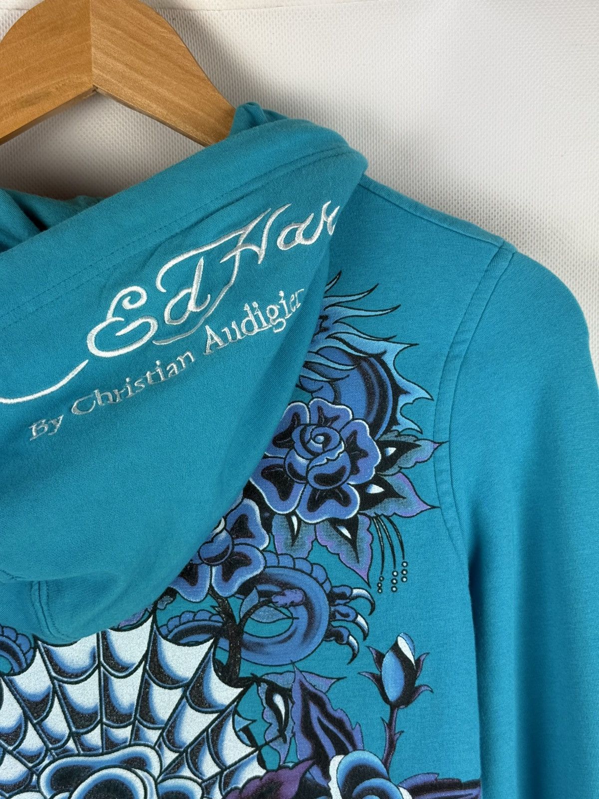 Ed Hardy Ed Hardy By Christian Audigier Y2K Tattoo Overprinted Hoodie Size S / US 4 / IT 40 - 24 Thumbnail