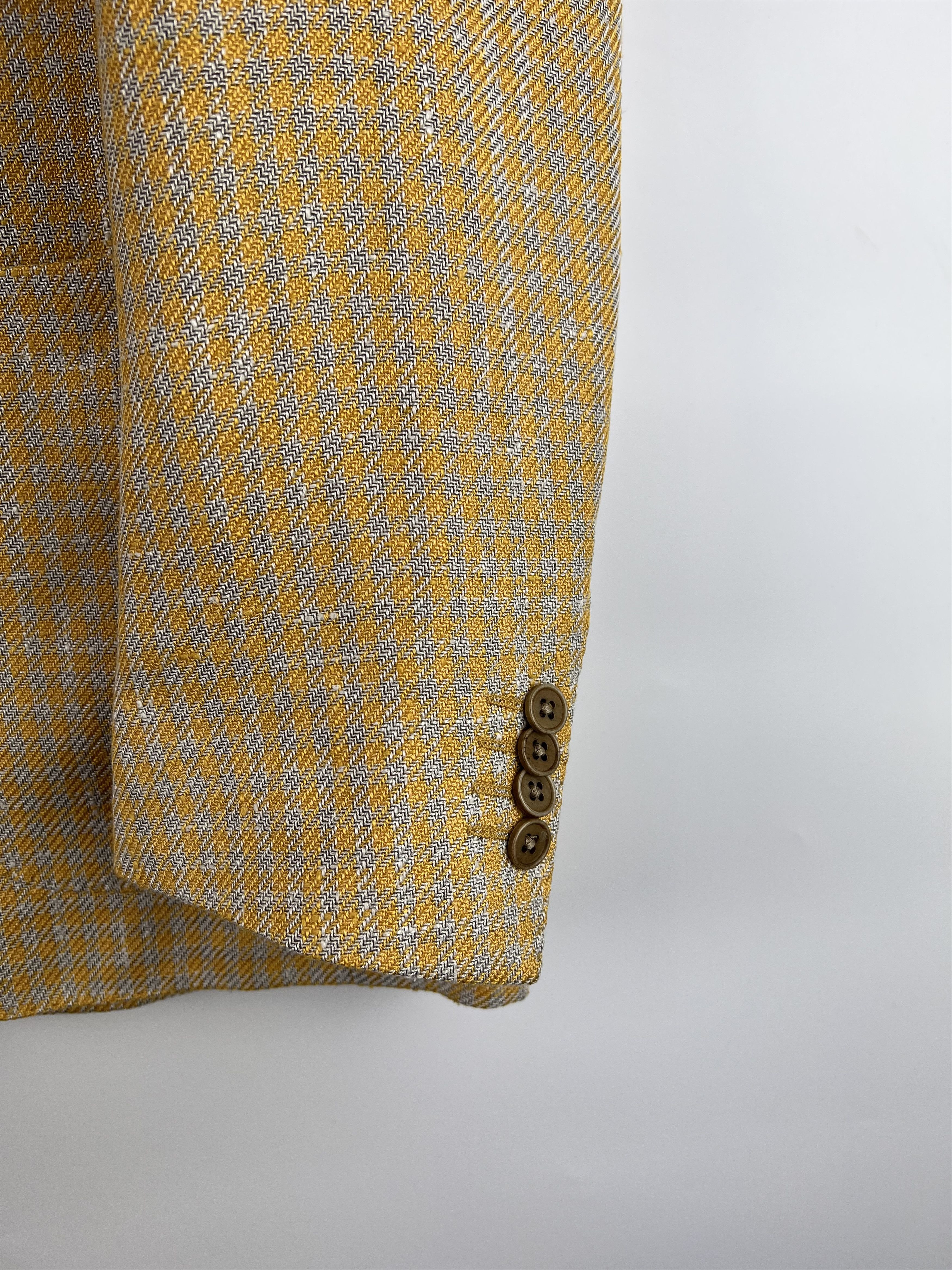 Cantarelli Cantarelli Men's Check Silk Linen Blazer Size 50 Size 50R - 3 Thumbnail
