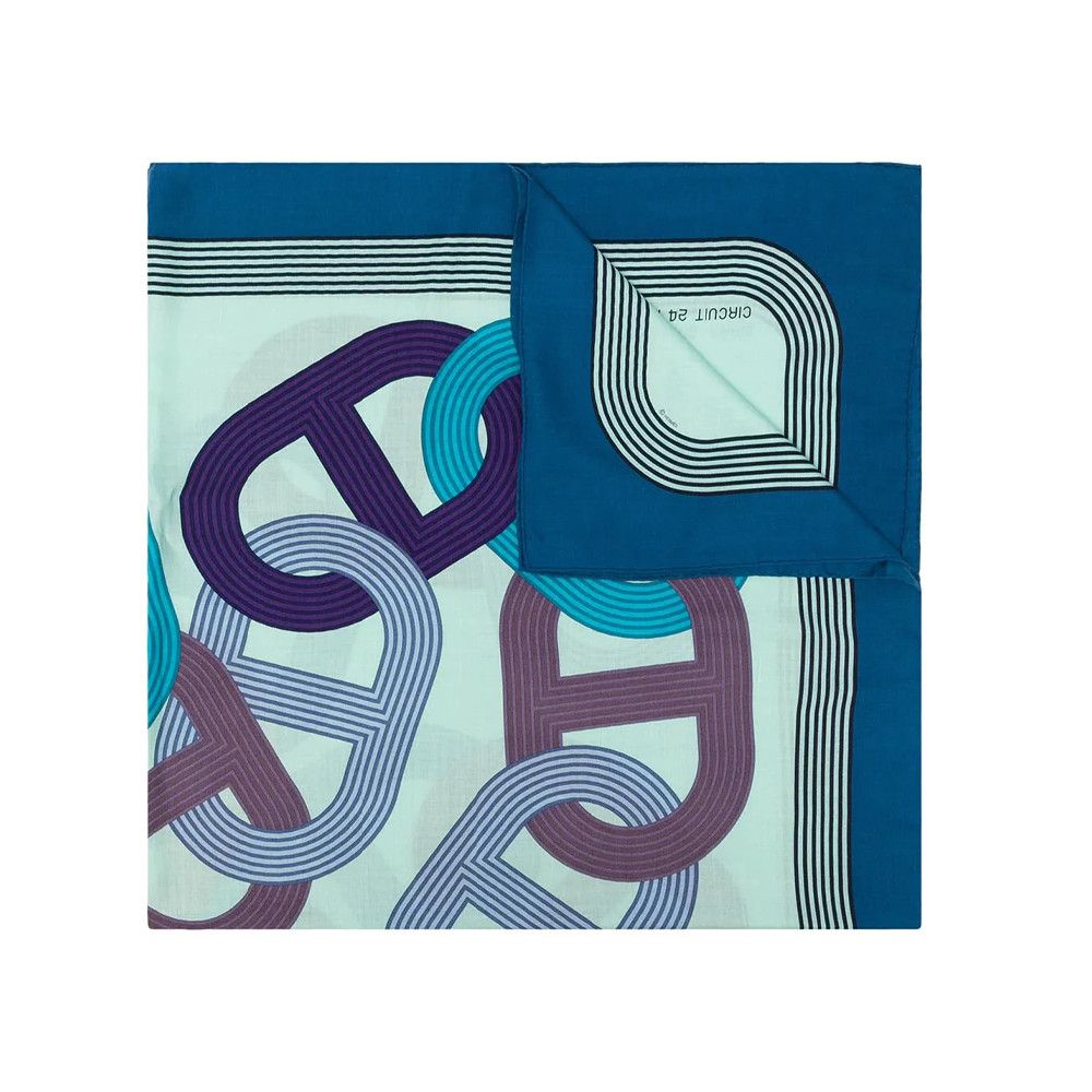 image of Hermes Chaîne D'ancre Cashmere Scarf in Blue, Women's