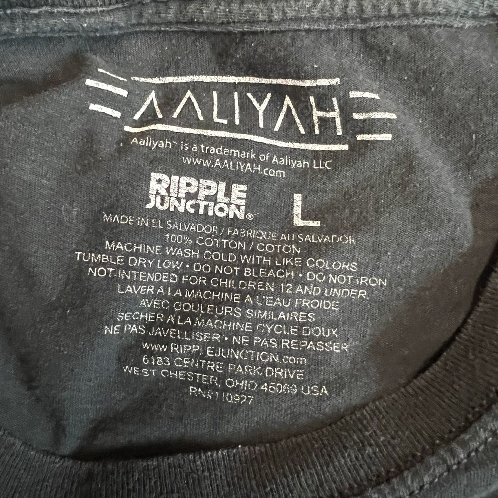 Ripple Junction VINTAGE Ripple Junction Aaliyah T-Shirt Adult Large Black Music 90s Fan Size US L / EU 52-54 / 3 - 5 Thumbnail