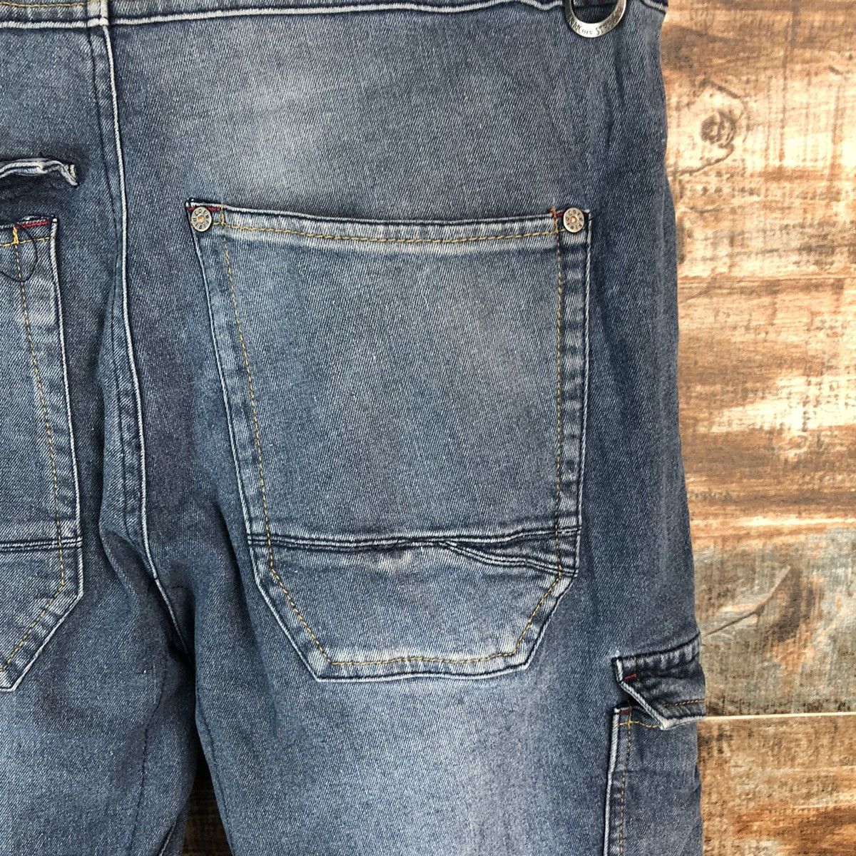 Japanese Brand Field Core Blue Distressed ripped Denim Pants #A2151 Size US 34 / EU 50 - 20 Thumbnail
