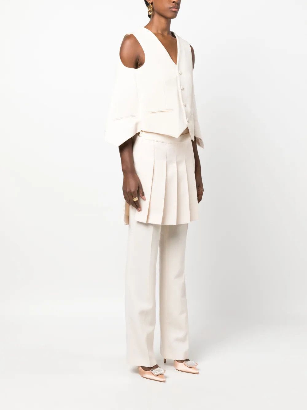 Fendi o1y0925 Sleeveless Vest in Ivory Size M / US 6-8 / IT 42-44 - 2 Thumbnail