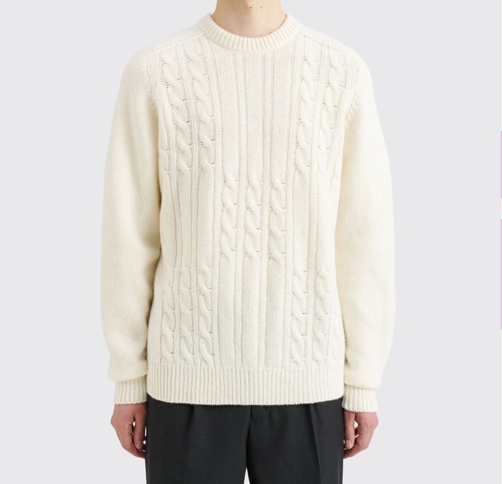 image of Noah Cable Sweater in White, Men's (Size Small)