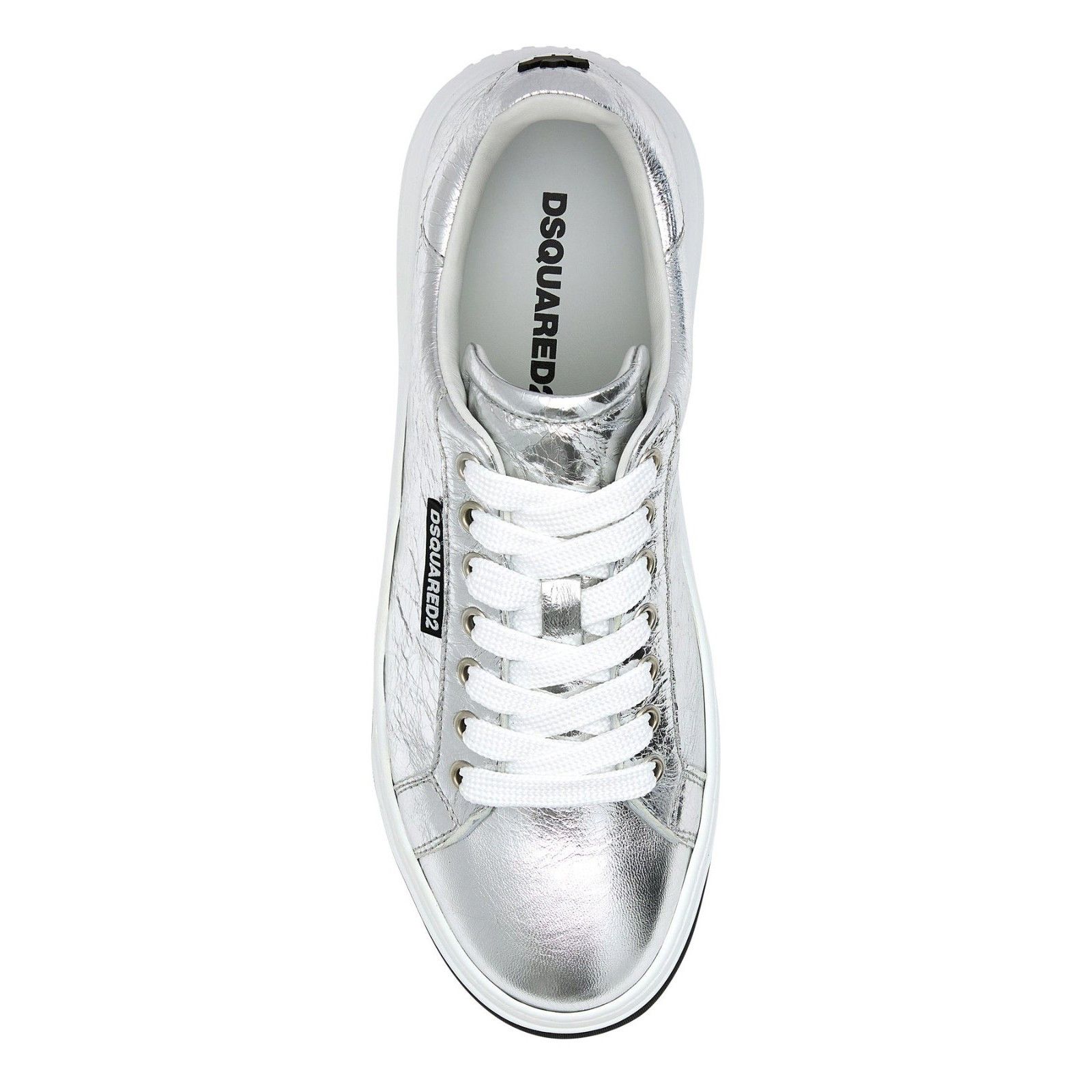 Dsquared2 DSQUARED Bumper Silver Leather Sneakers New & Authentic (Wom Size US 6 / IT 36 - 4 Thumbnail