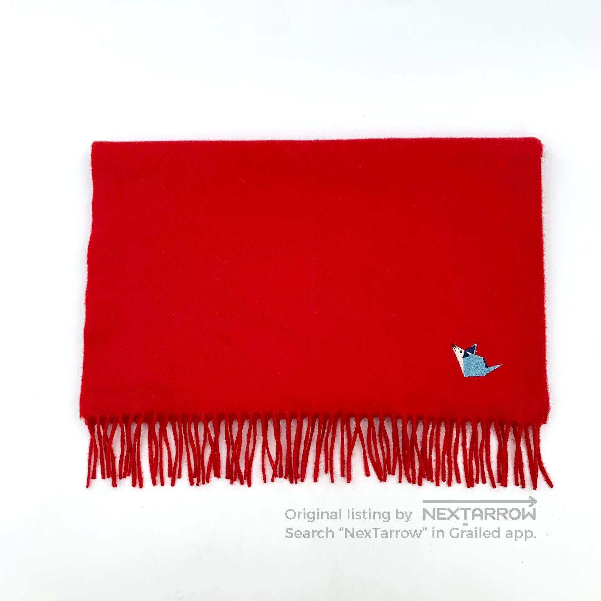 Loro Piana LORO PIANA size 85 Red Mouse Embroidered Cashmere Fringe S Size ONE SIZE - 1 Thumbnail