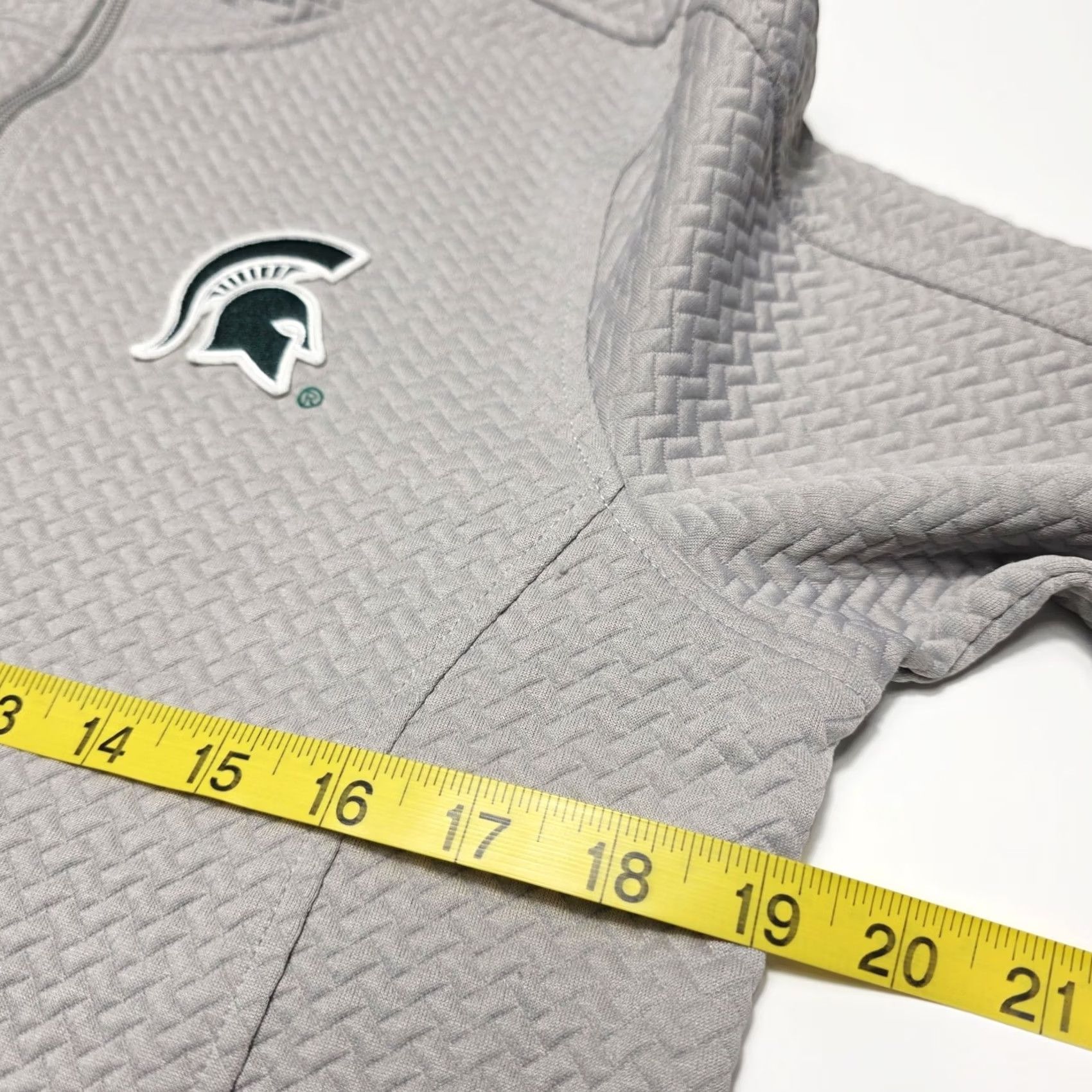 Vintage Michigan State Spartans Womens Gray Textured 1/4 Zip Pullover Sweatshirt Medium Size M / US 6-8 / IT 42-44 - 4 Thumbnail