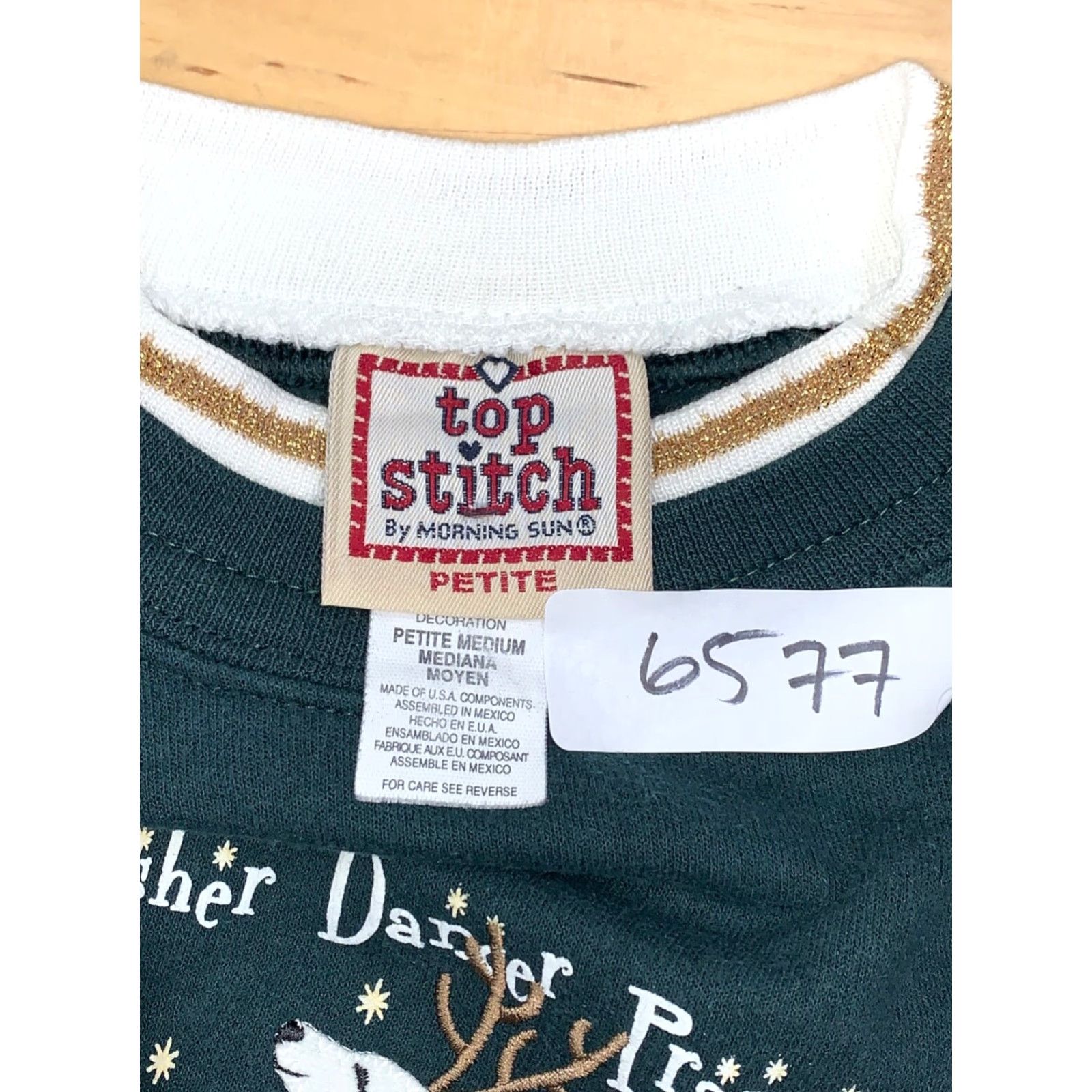 Vintage VINTAGE Top Stitch Sweater by Morning Sun Green Crew Neck Long Sleeve M Petite Women Winter Pullover Knits Size M / US 6-8 / IT 42-44 - 5 Thumbnail